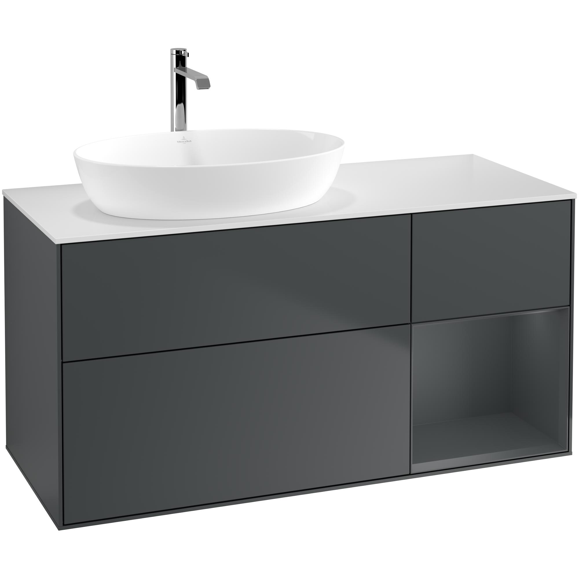 Tvättställsskåp Villeroy & Boch Finion med 3 Lådor Hylla och Bänkskiva för Ocentrerat Tvättställ från Artis & Collaro