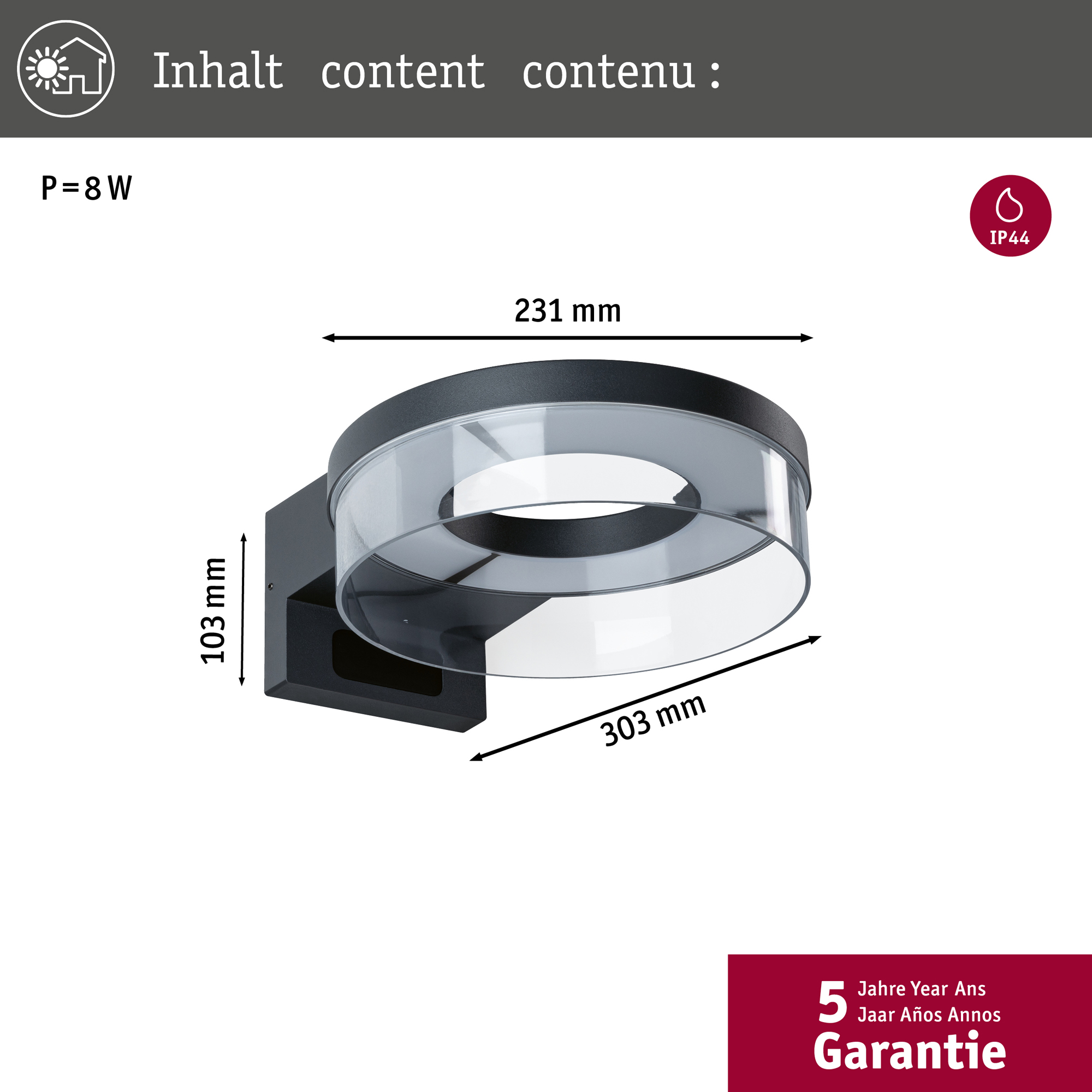 Fasadbelysning LED Paulmann Capera IP44 230V