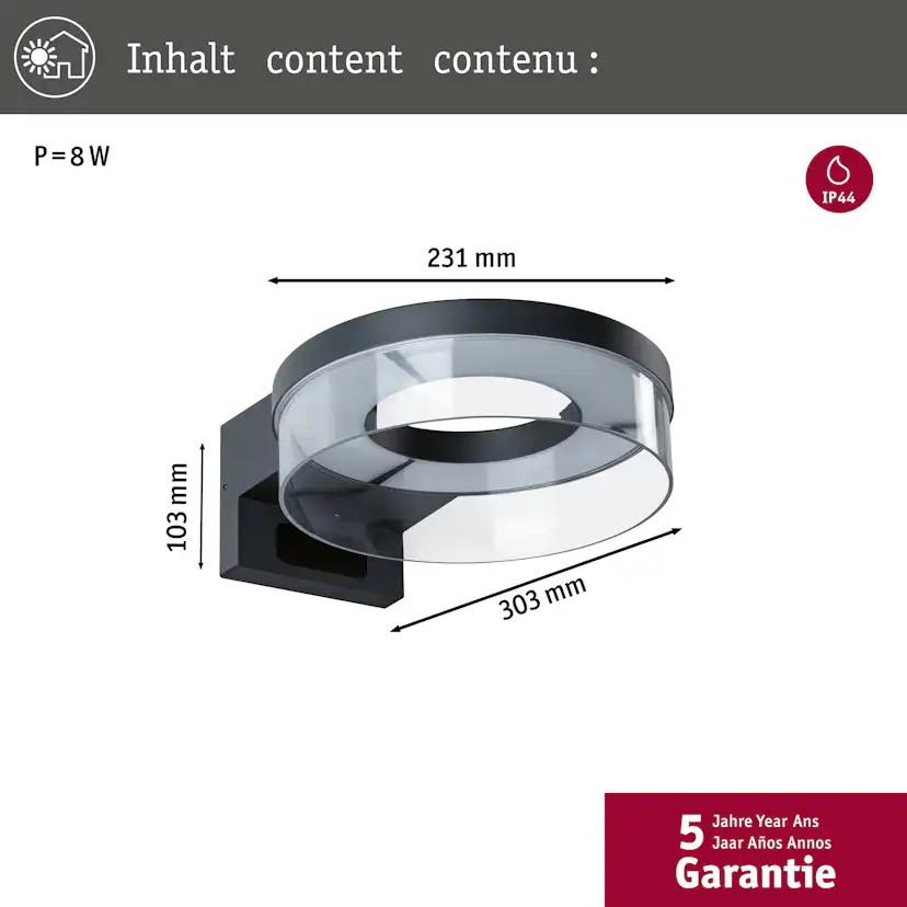 Fasadbelysning LED Paulmann Capera IP44 230V