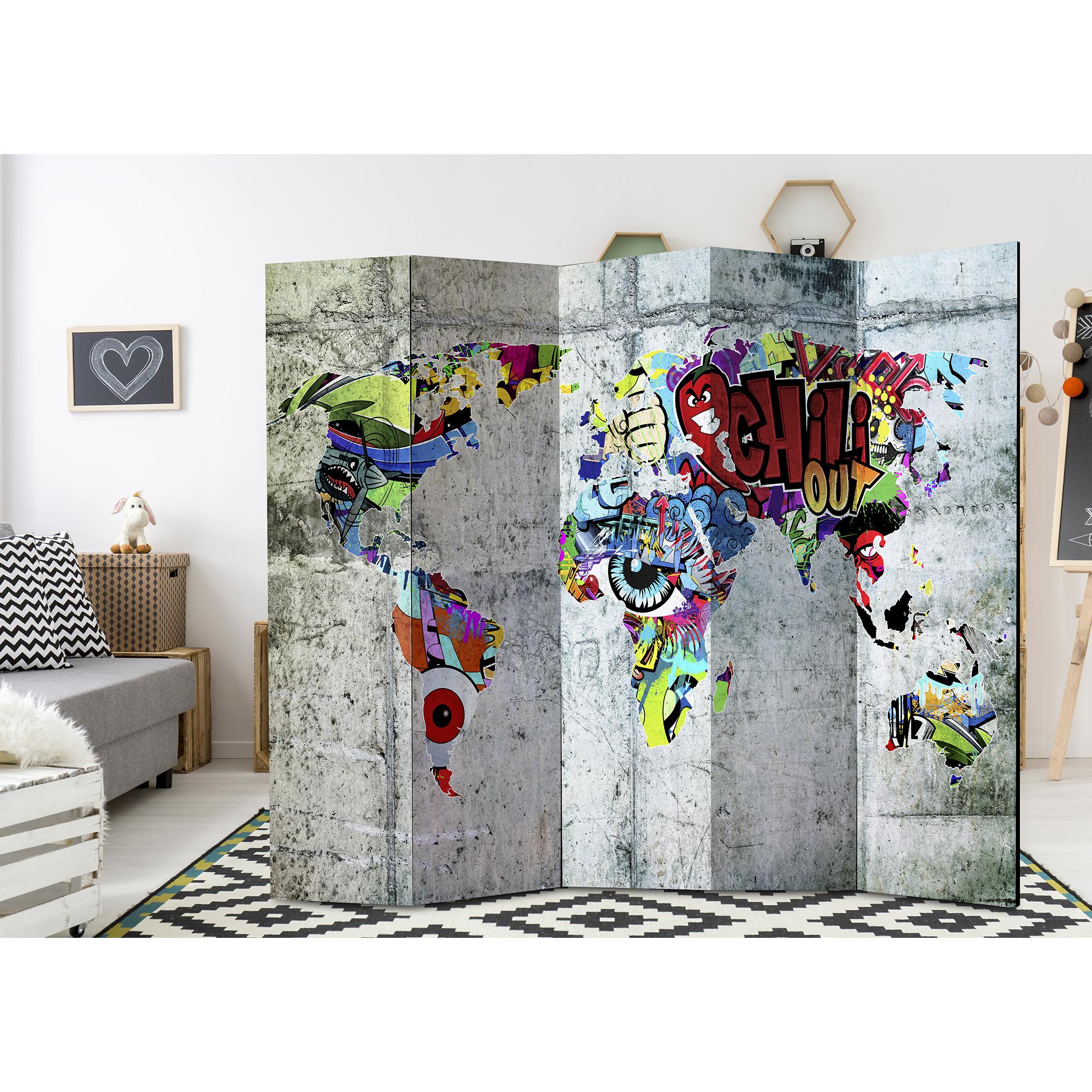 Rumsavdelare Skärmvägg Arkiio Graffiti World 225x172 cm