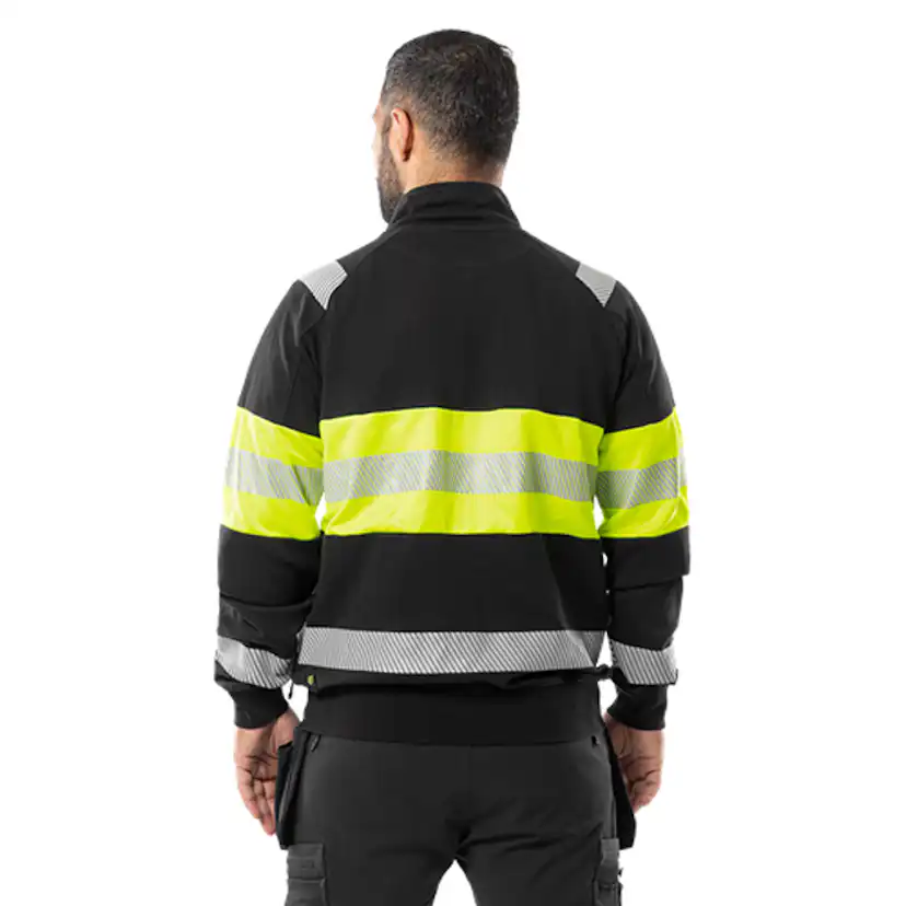 VARSEL SWEATSHIRT-JACKA KLASS 1 7531 GKC 2XL, Varselgul/svar Storlek: 2XL, Varselgul/Svart