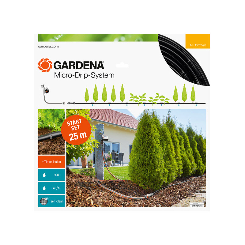 Bevattningsstartset Gardena Micro-Drip-System M för Plantrader med Timer 2022