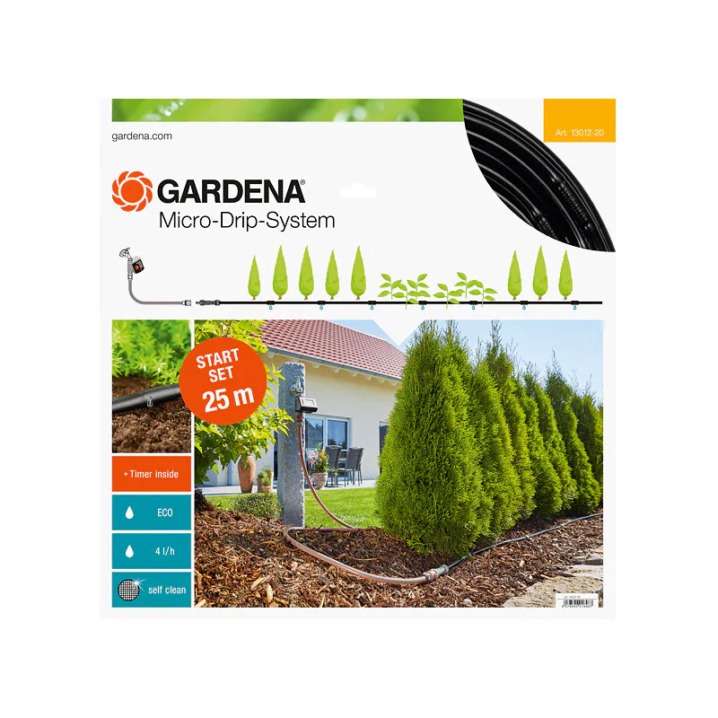 Bevattningsstartset Gardena Micro-Drip-System M för Plantrader med Timer 2022