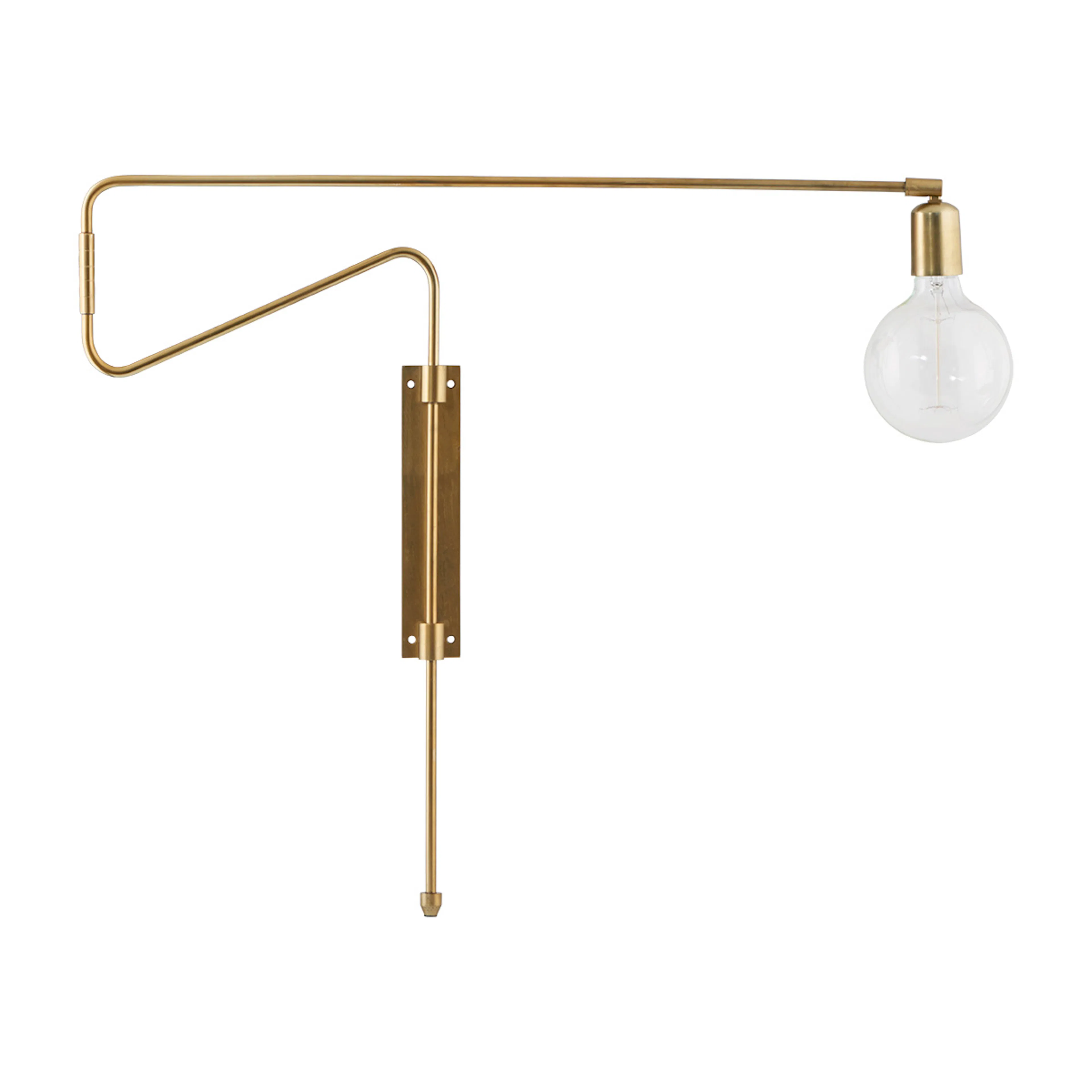 Wall lamp, Swing, Brass, E27, Max 25 W, 2.20 m cable Mässing