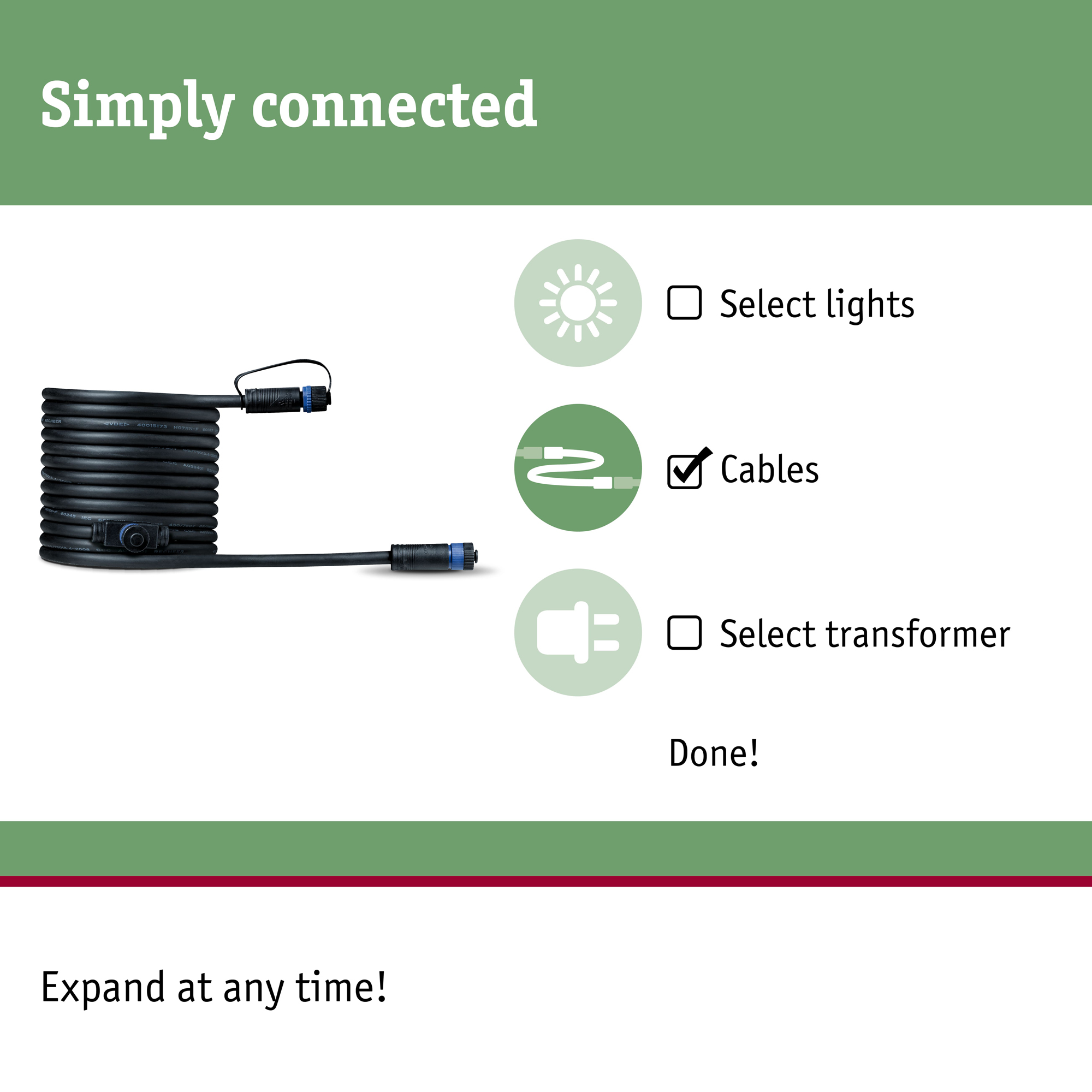 Anslutningskabel Paulmann Plug & Shine IP68 max. 150W 1in-2ut Kabellängd: 5 m