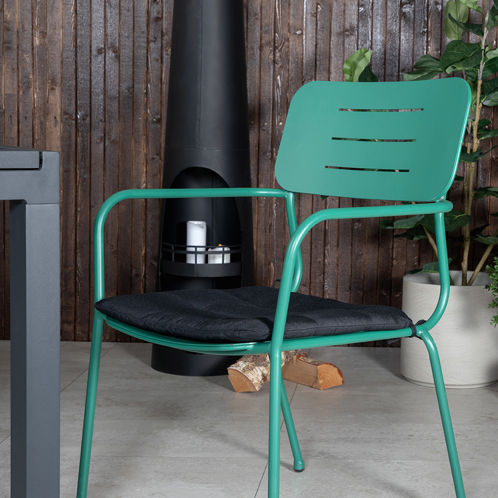 MarbellaTable160/240-NickeDiningchairw.armrest_GreenSteel4 Grön