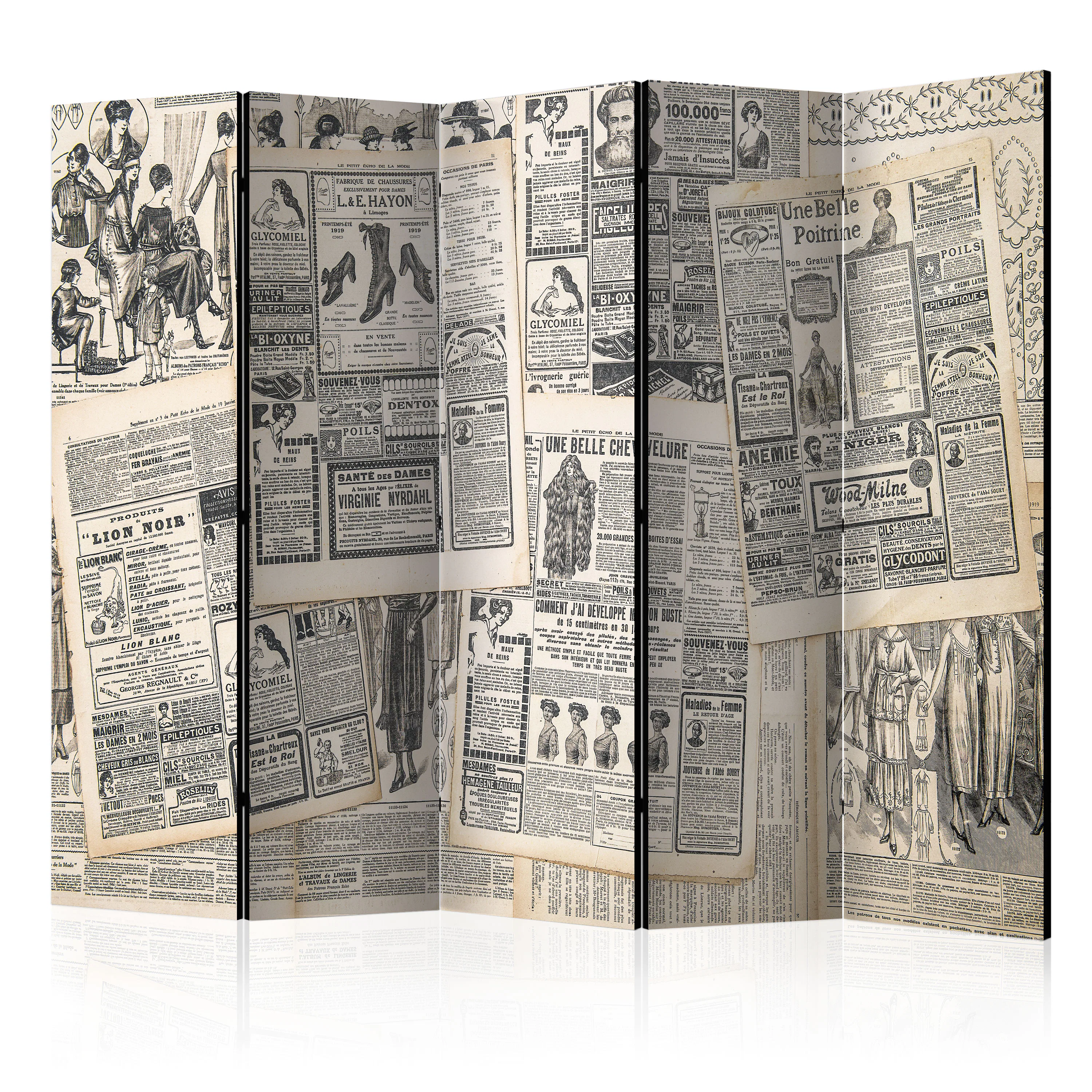Rumsavdelare Skärmvägg Arkiio Vintage Newspapers II 225x172 cm