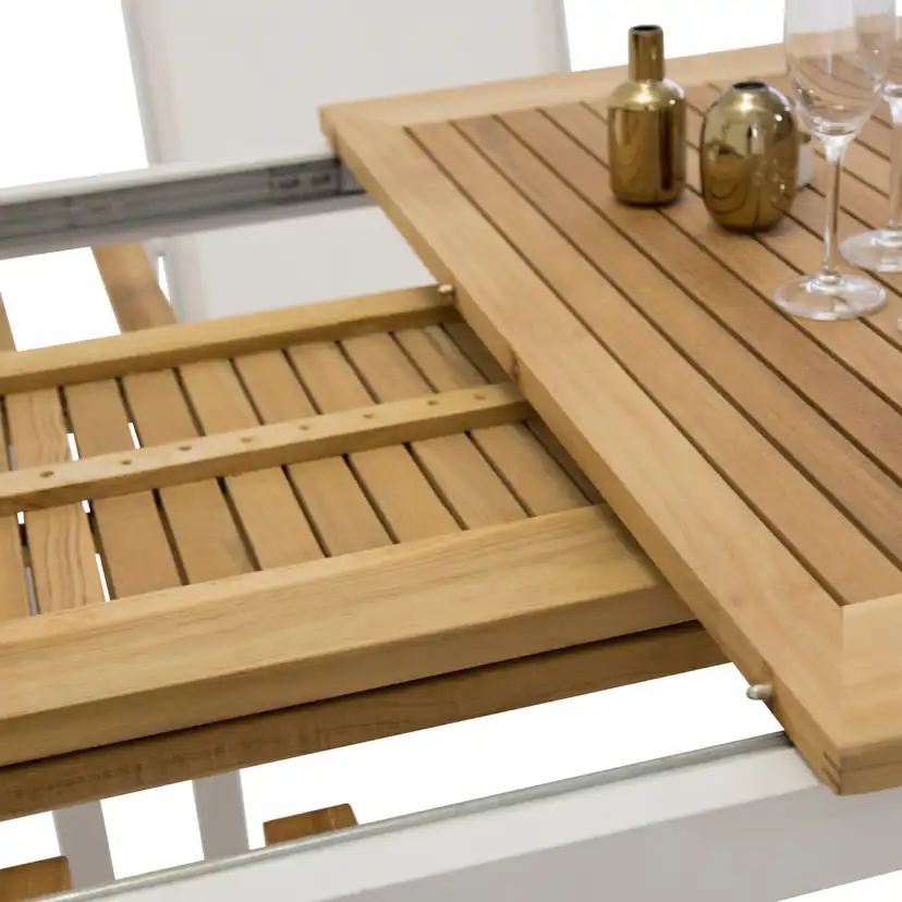 Panama - Table - 160/240*90 - Vit Alu/Teak Vit/Teak