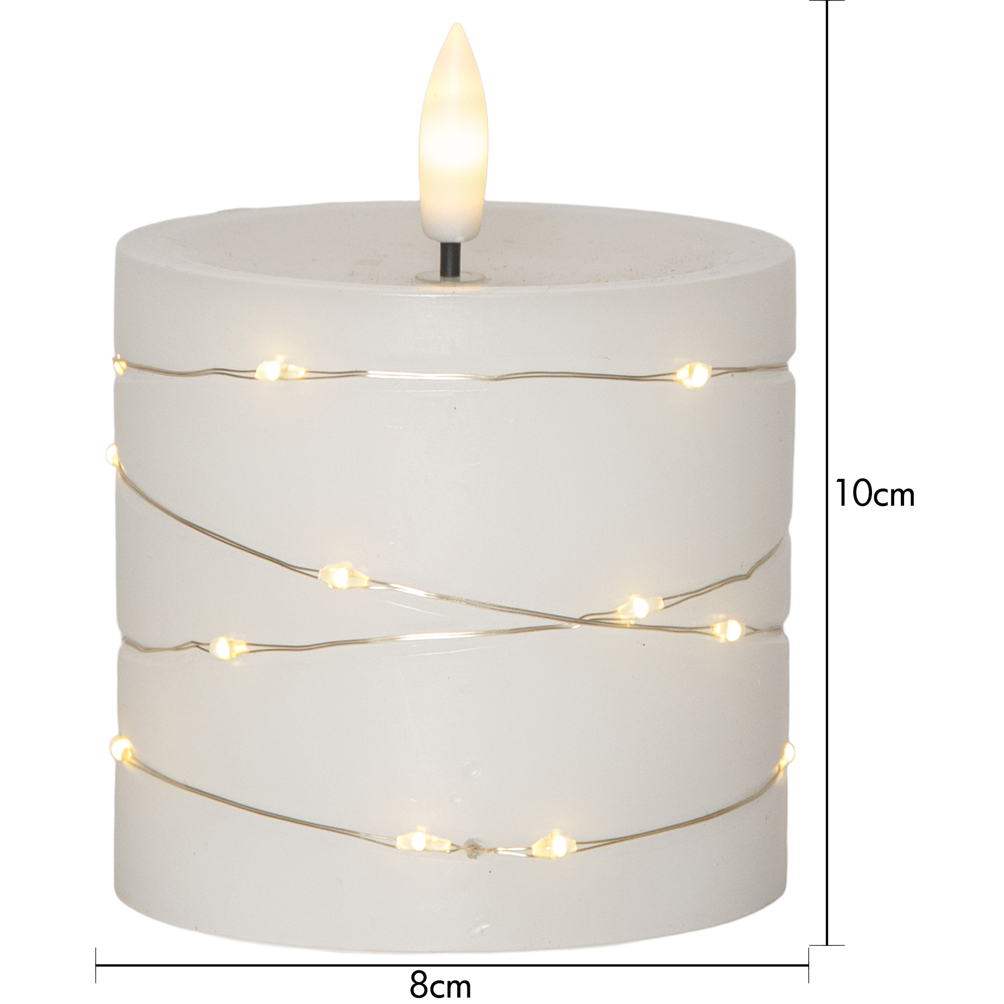 LED Blockljus Flamme Dew Vit 8x9,5 cm Höjd: 100 Mm