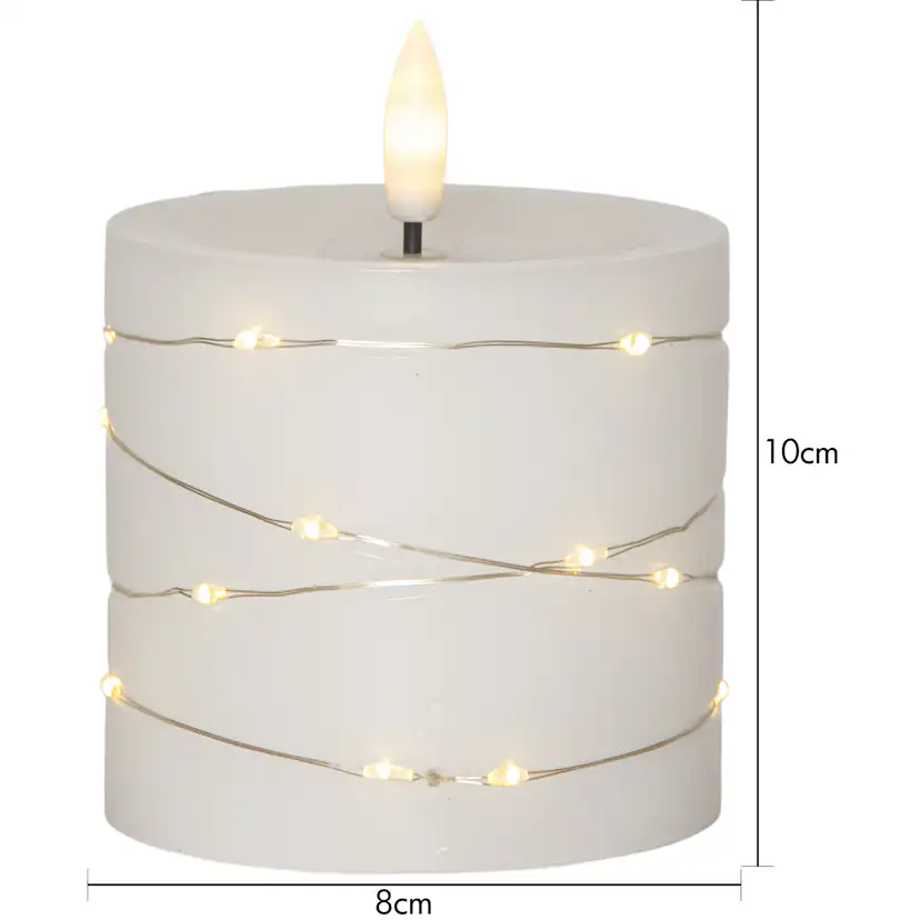 LED Blockljus Flamme Dew Vit 8x9,5 cm Höjd: 100 Mm