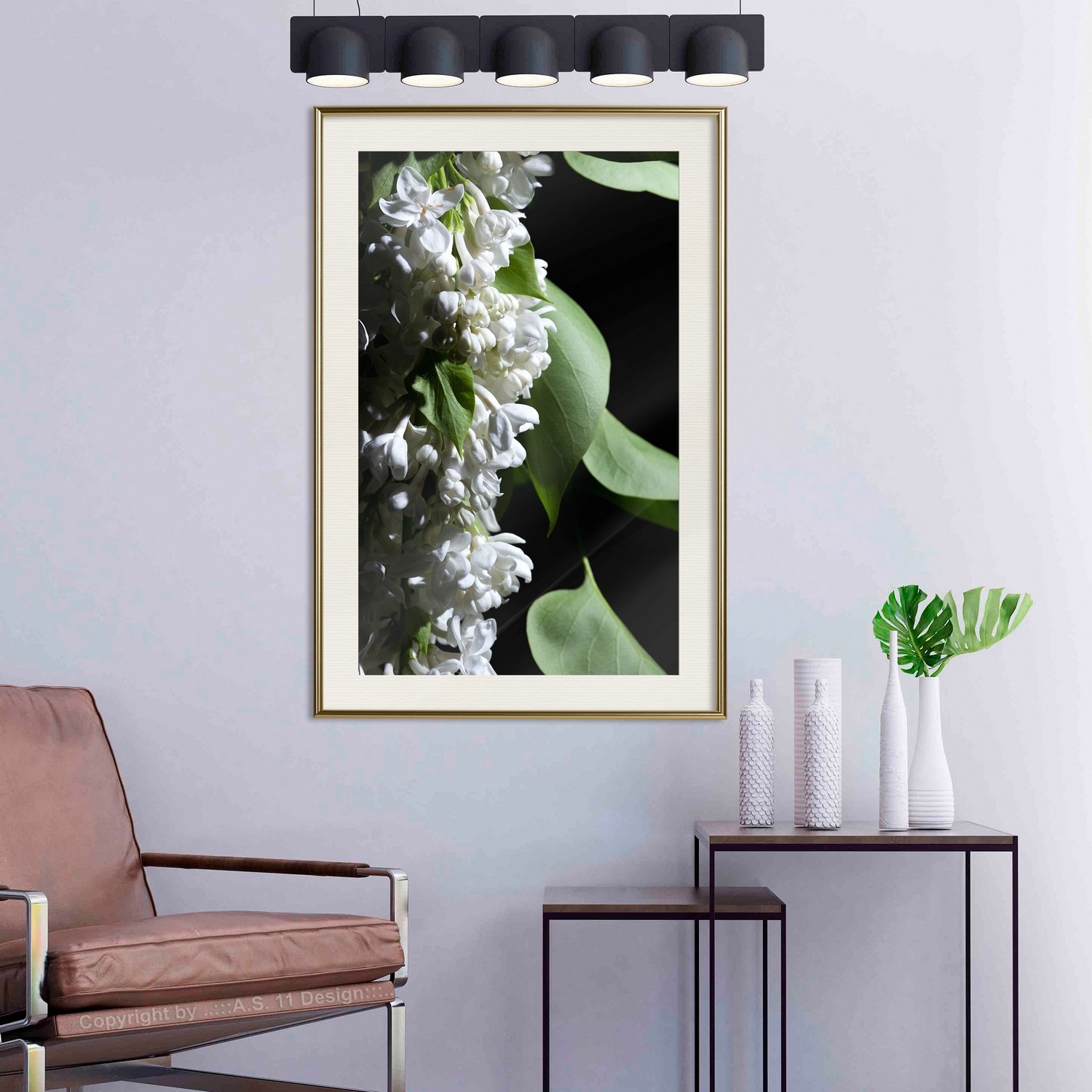 Affisch - Lilacs Detail [Poster] 40x60 Guld ram med passepartout, 40x60 cm