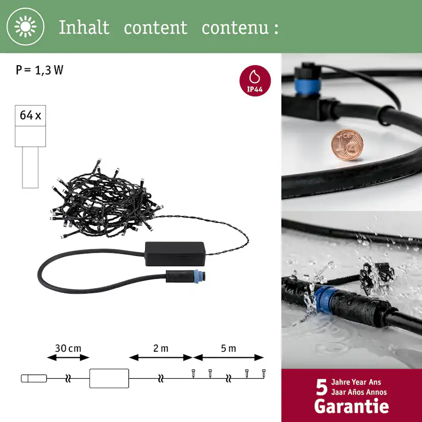 Ljusslinga LED Paulmann Yuna Fairy Lights Plug & Shine IP44 24V Ljus: Soft White, Längd: 5 m