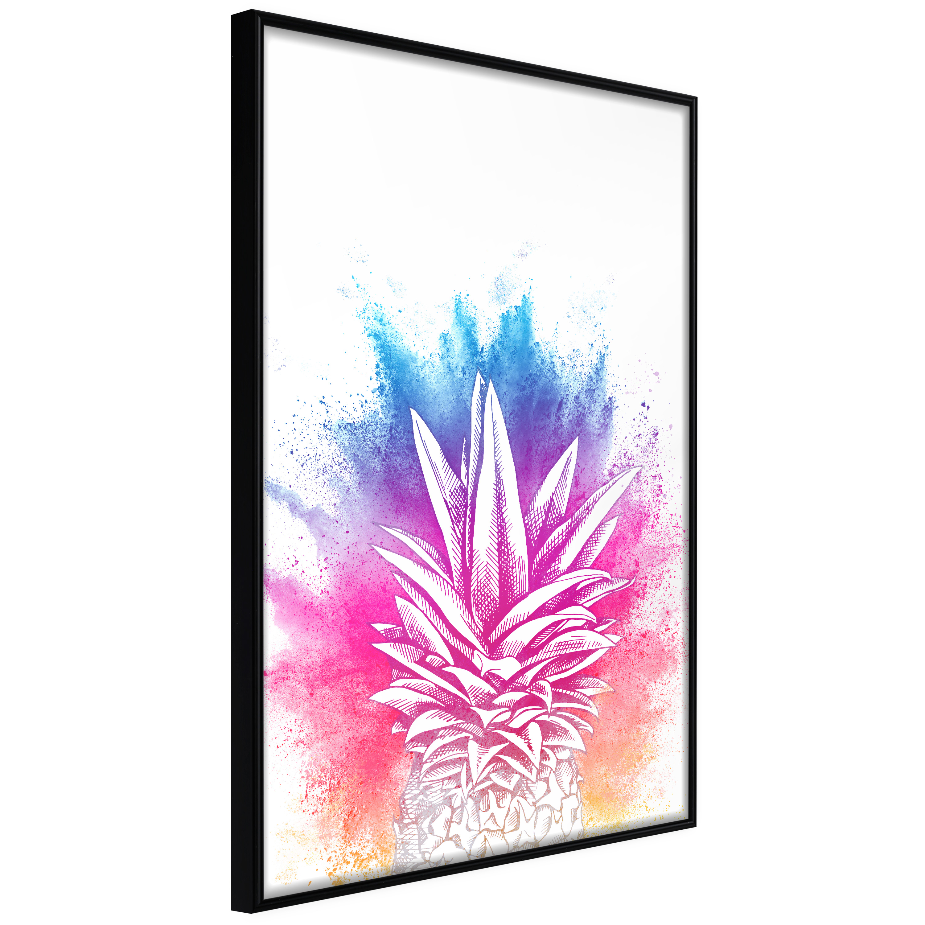 Affisch - Colourful Pineapple [Poster] 40x60 Svart ram, 40x60 cm