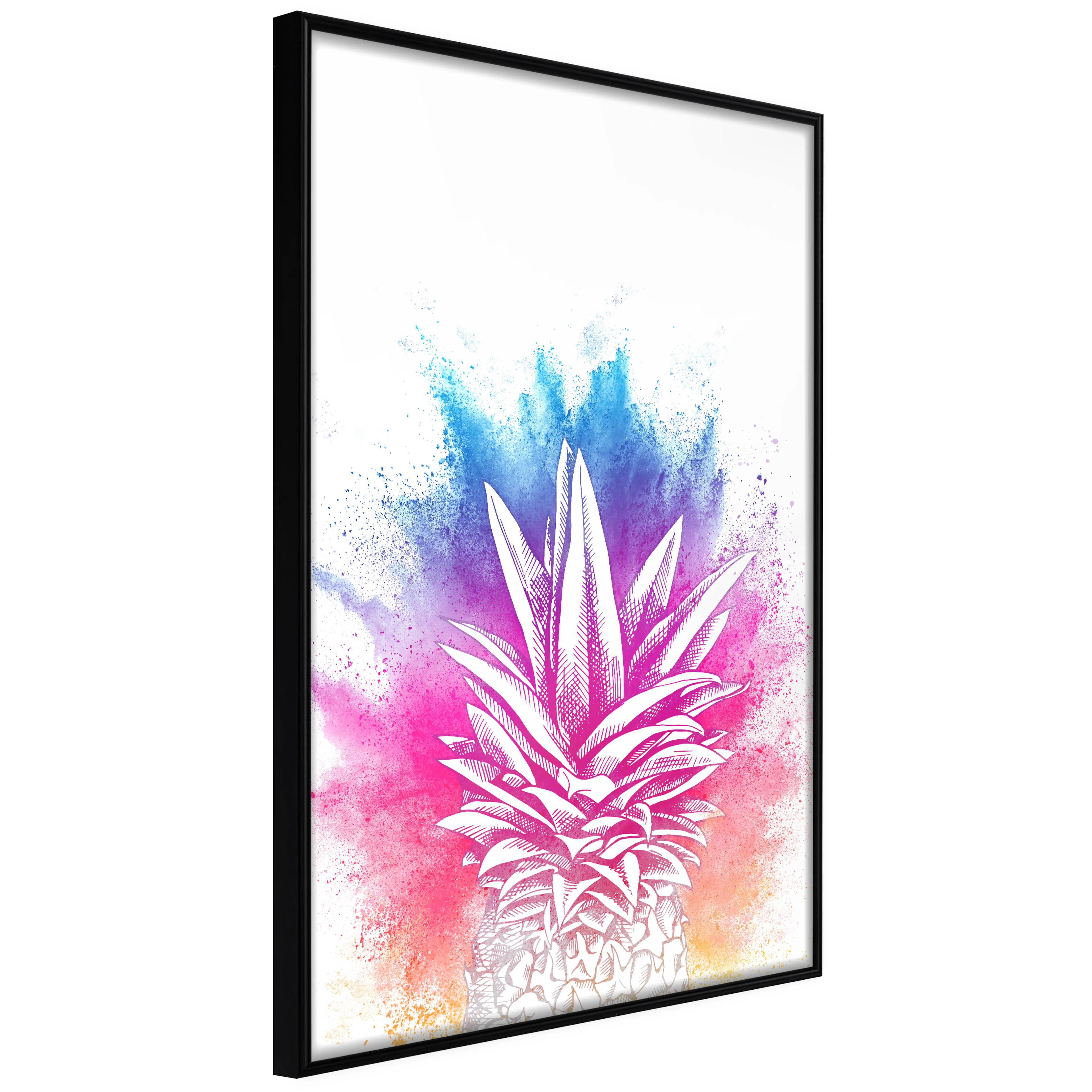 Affisch - Colourful Pineapple [Poster] 20x30 Svart ram, 20x30 cm