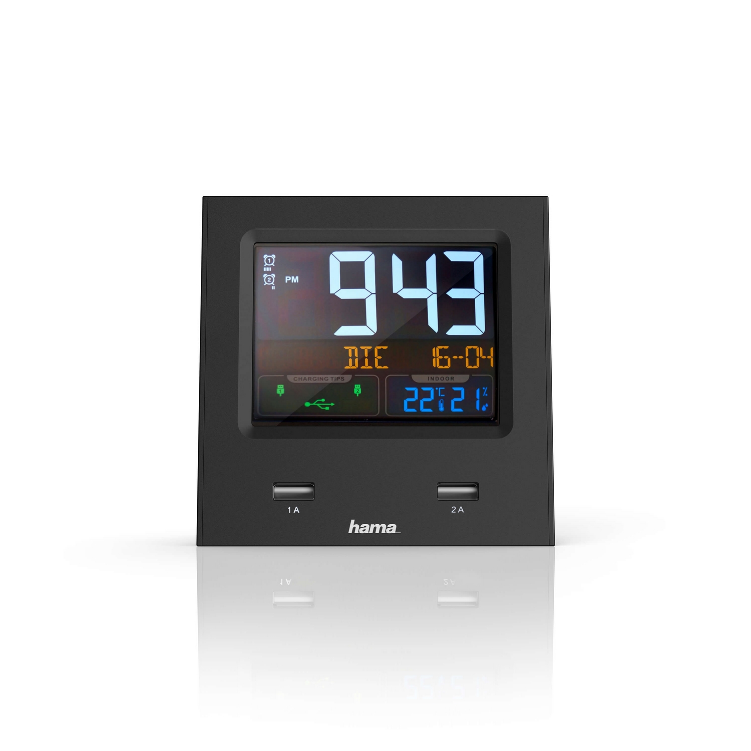Väckarklocka Hama Dual-Usb Usb-Laddning Svart