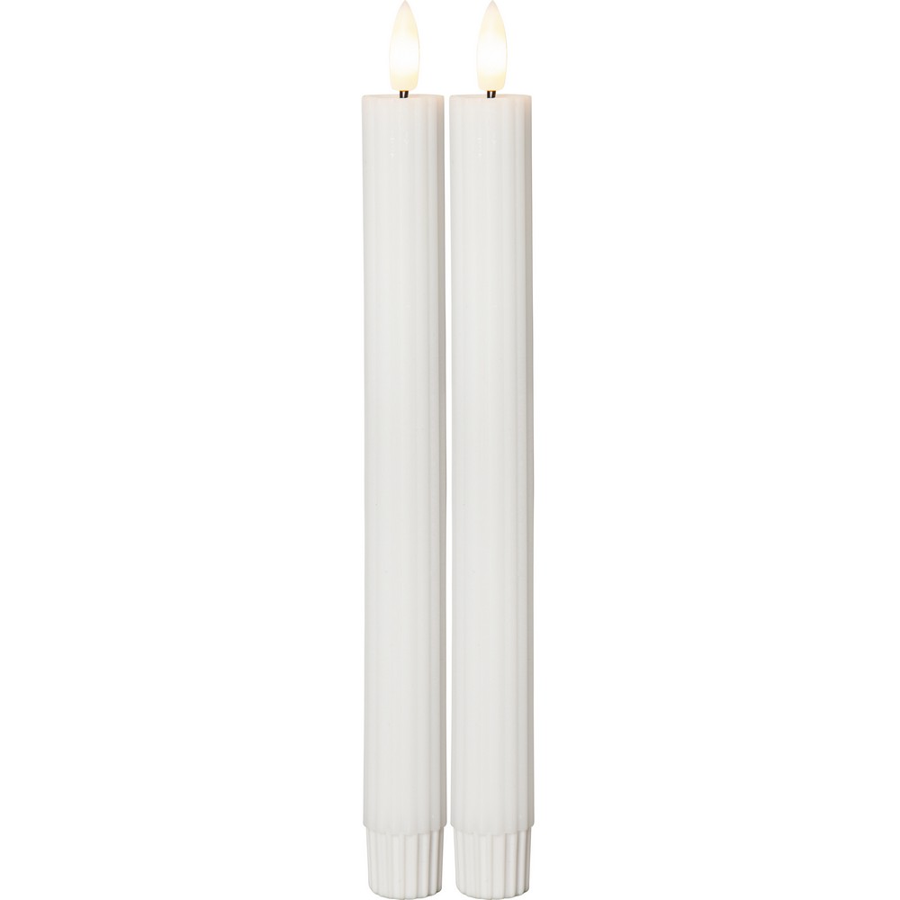 LEDAntikljus2p Flamme Stripe Vit