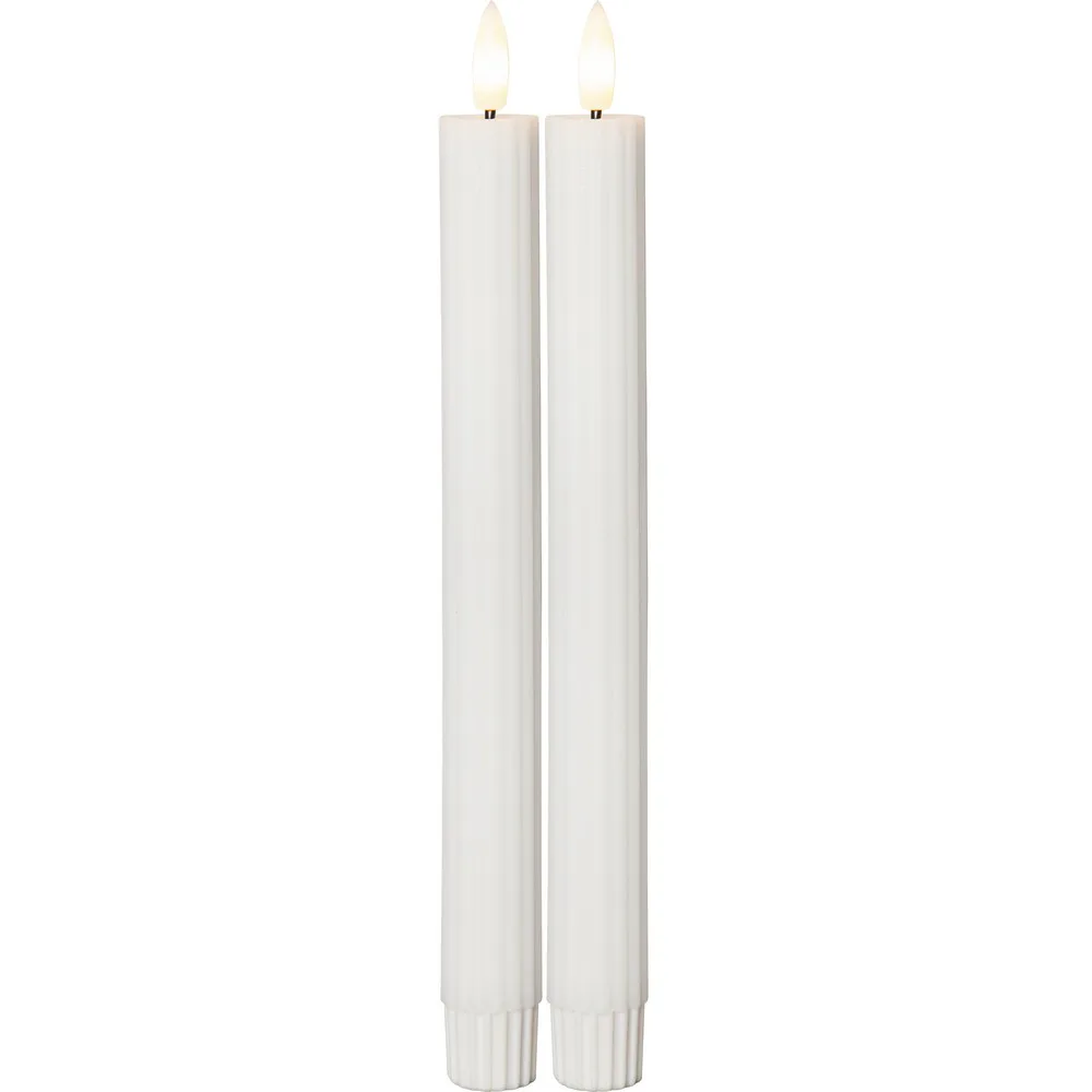 LEDAntikljus2p Flamme Stripe Vit