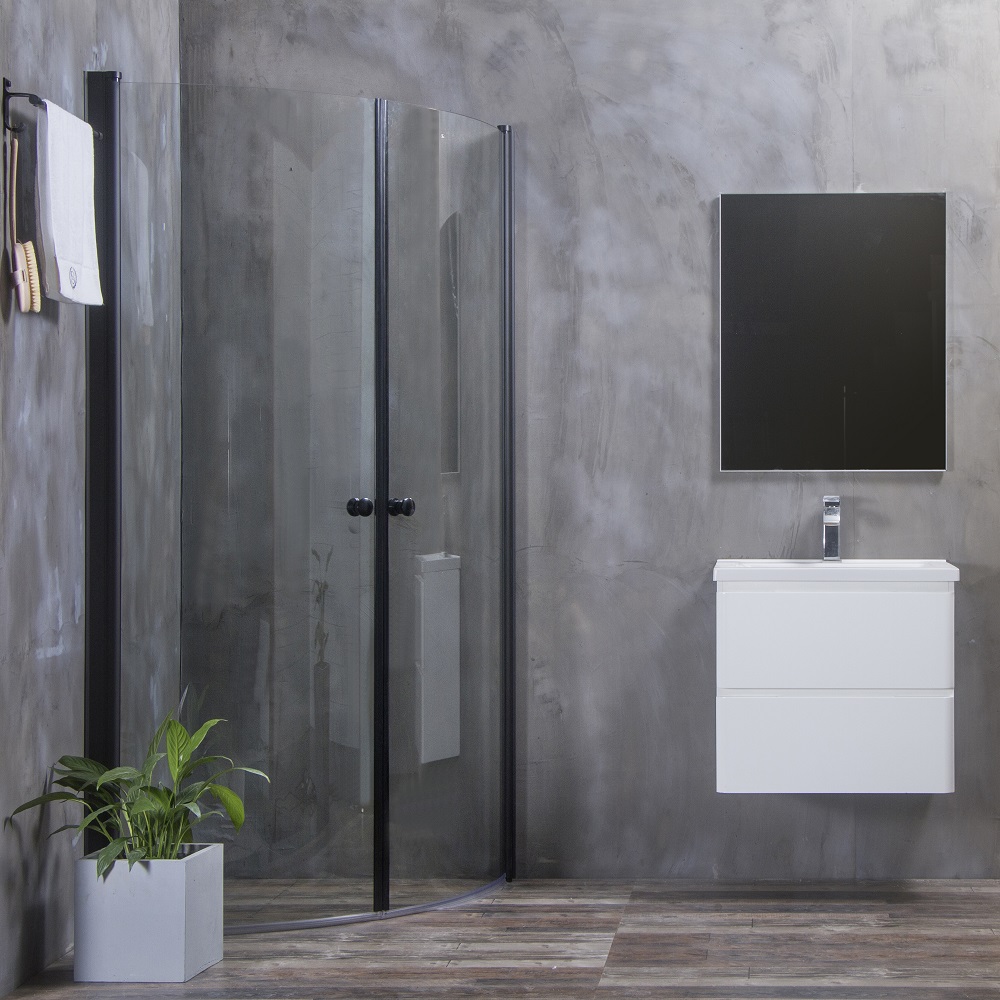 Duschhörn Bathlife Mångsidig Rund Dörr 45° Svart