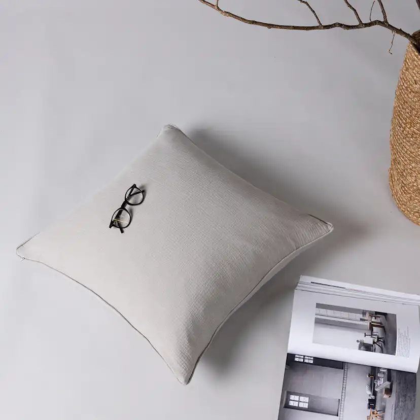 Tyra Cushion Cover Cotton Gauze - Grey Grå