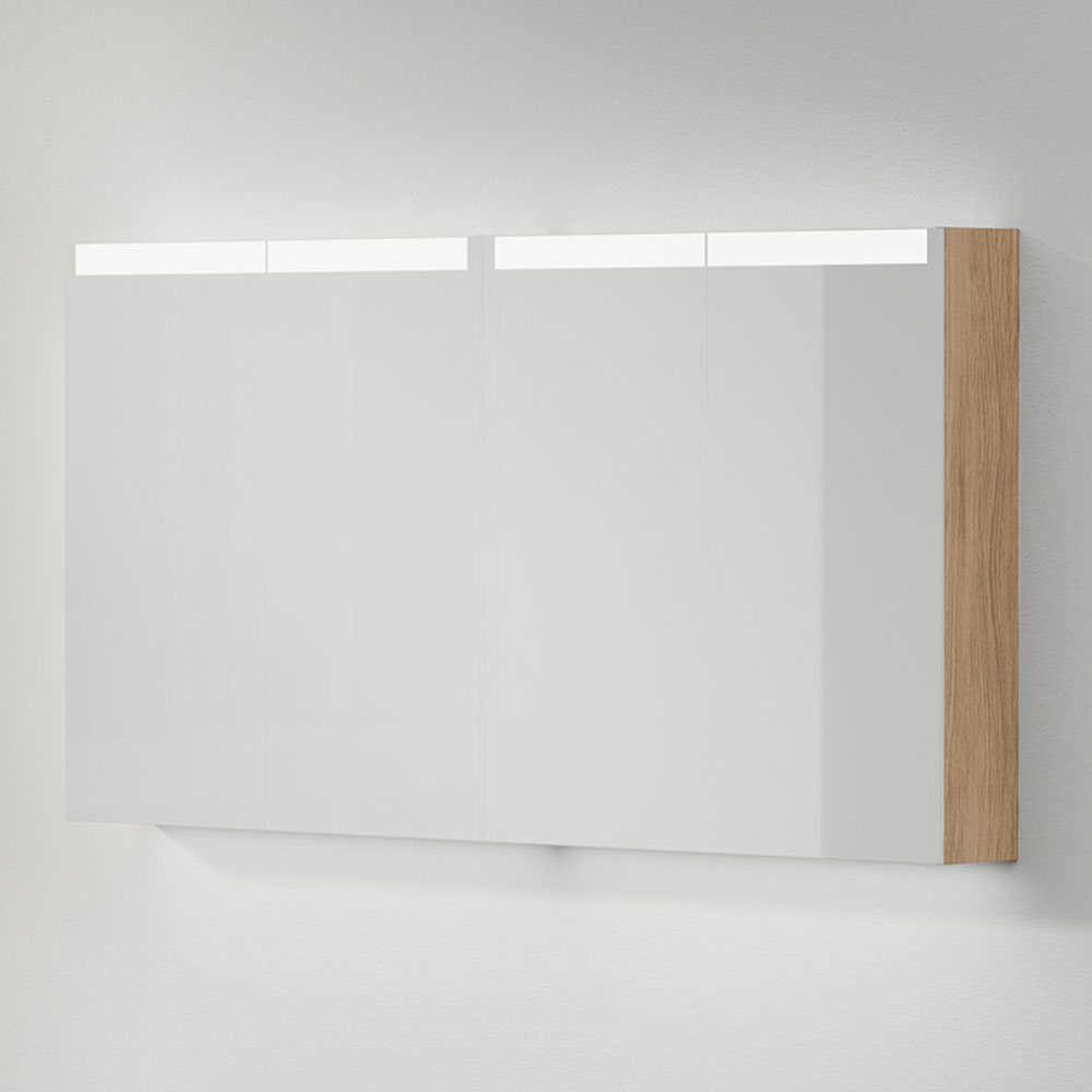 Spegelskåp Stage Plus 140, Natural Oak,4 Luckor,1400x720x140 Bredd: 1400 mm, Natural Oak, Dubbla luckor