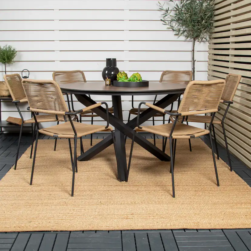 Matgrupp Venture Home Lea Ø120 med 6 Leon Karmstolar