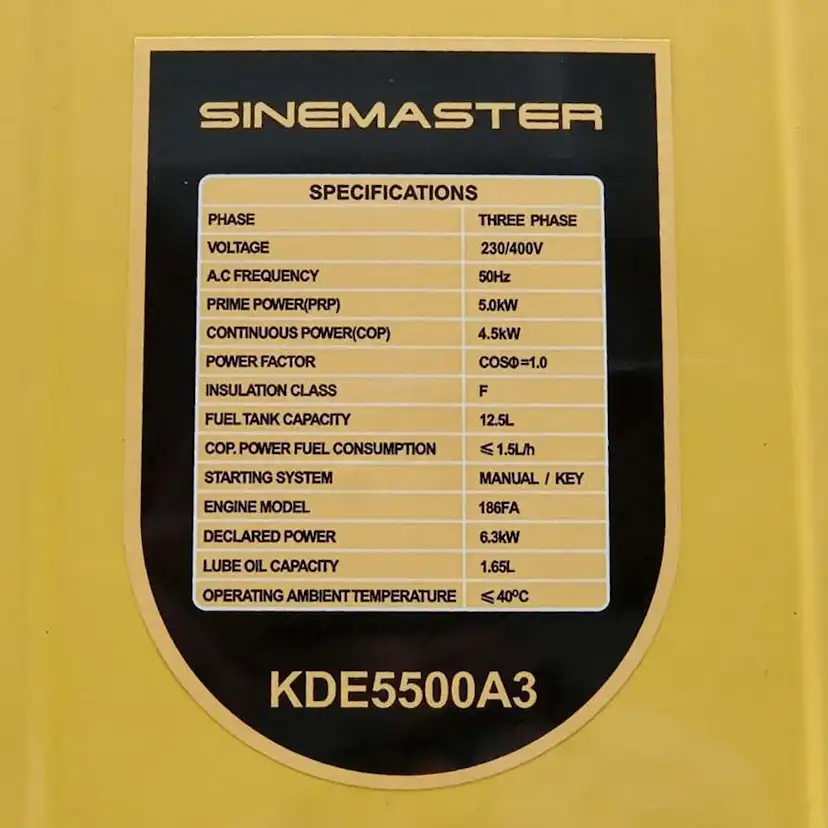 Elverk Sinemaster KDE5500A3 400V
