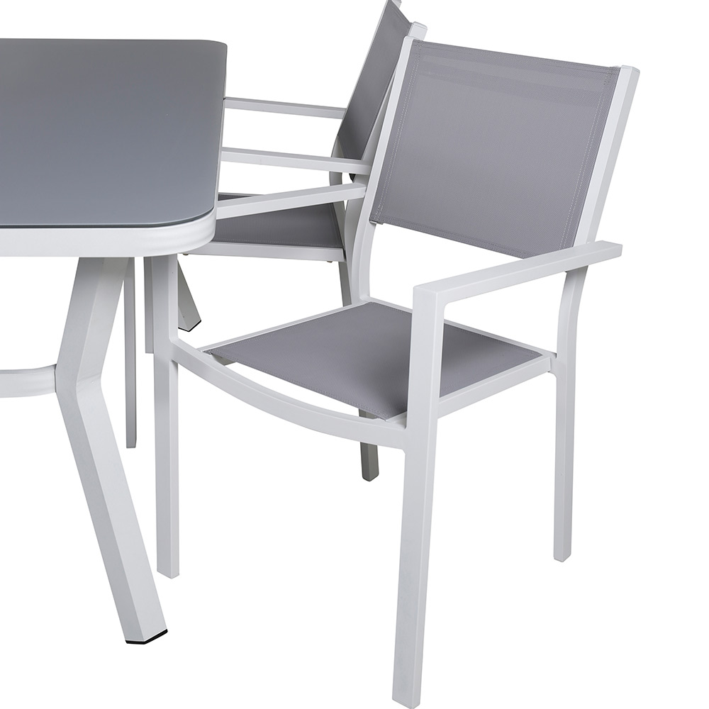 Matgrupp Venture Home Vyn Vit med 4 Curz Stapelbara Matstolar