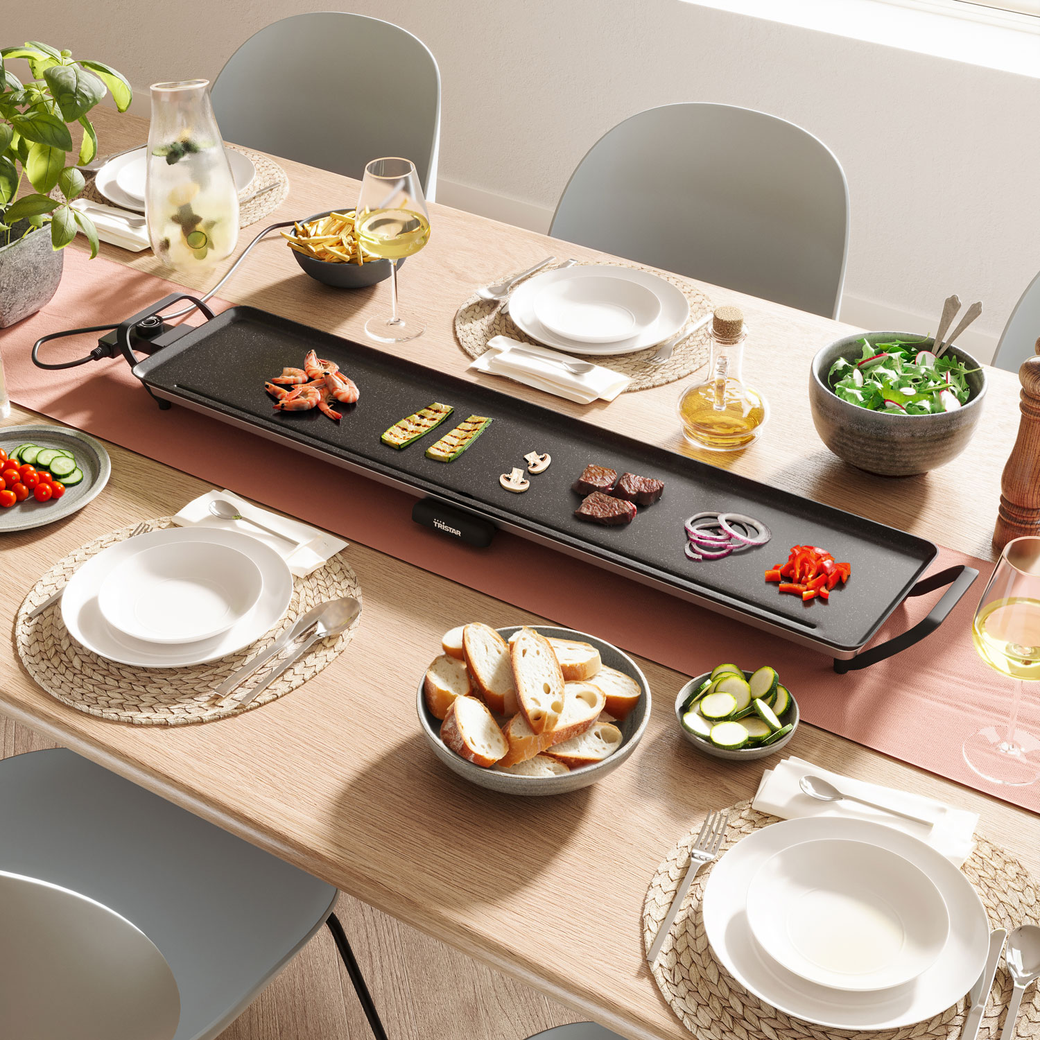 Elgrillar Tristar Bordsgrill Slim XXL BP-2670 Inomhus 100X22cm 1,8m kabel