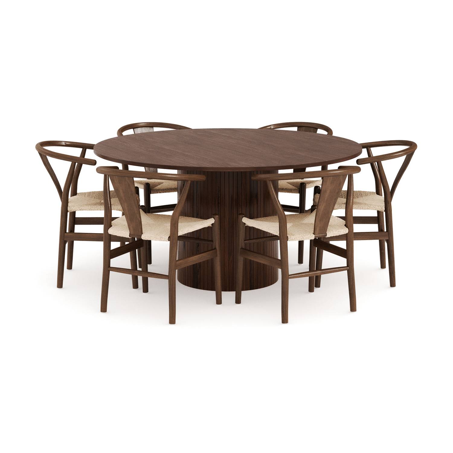 Matgrupp Bark Kopparbo Runt Matbord 150 cm med 6Dastoori Matstol