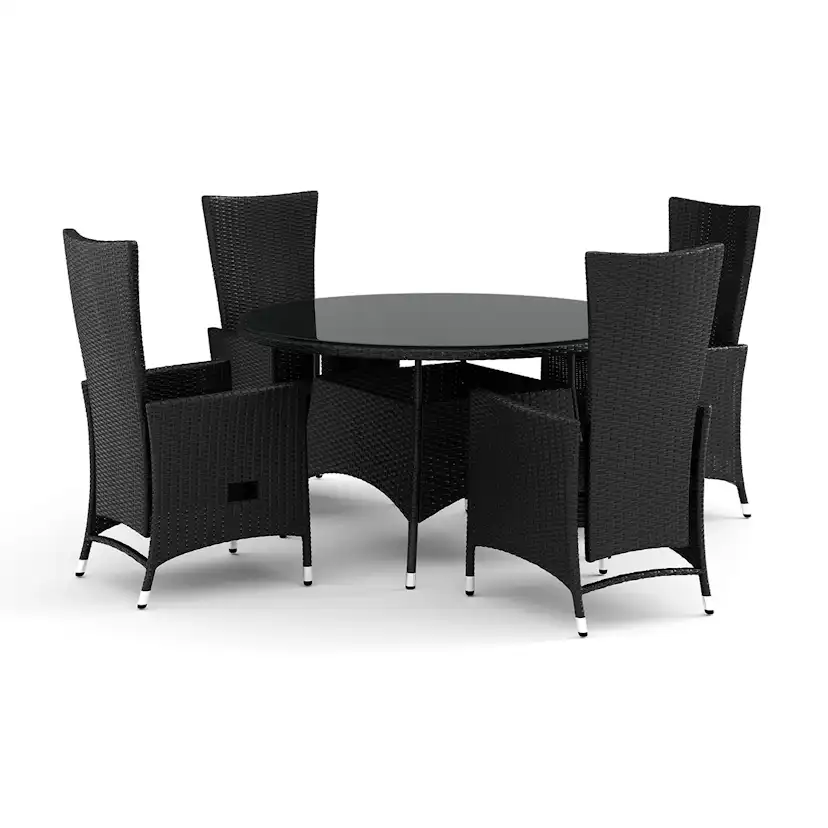 Trädgårdsgrupp Comfort Garden Thor utomhus rund matgrupp 140 cm med 4 Jenny matstolar