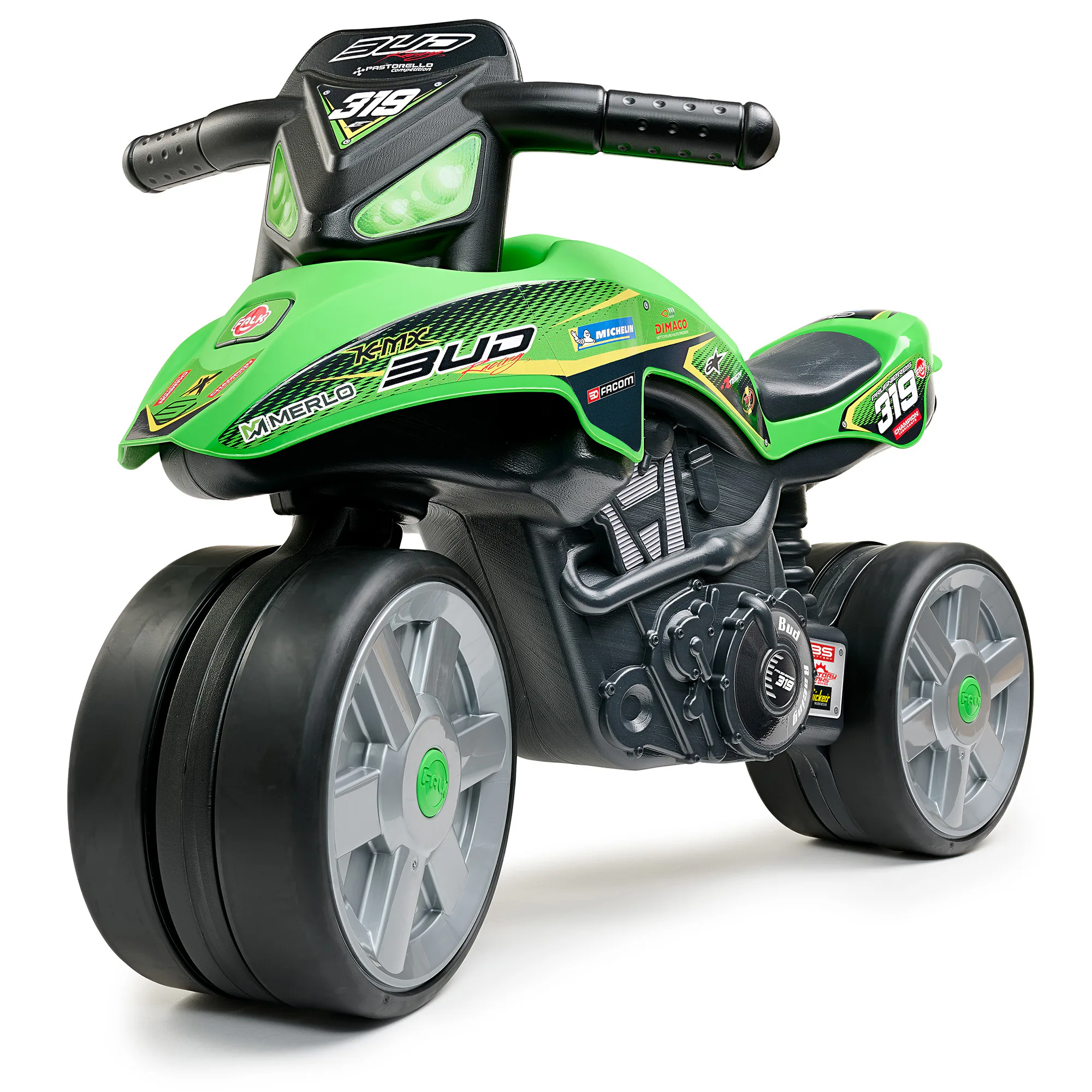 Utomhusleksak Falk Racing Bud Elmotorcykel för Barn Grön