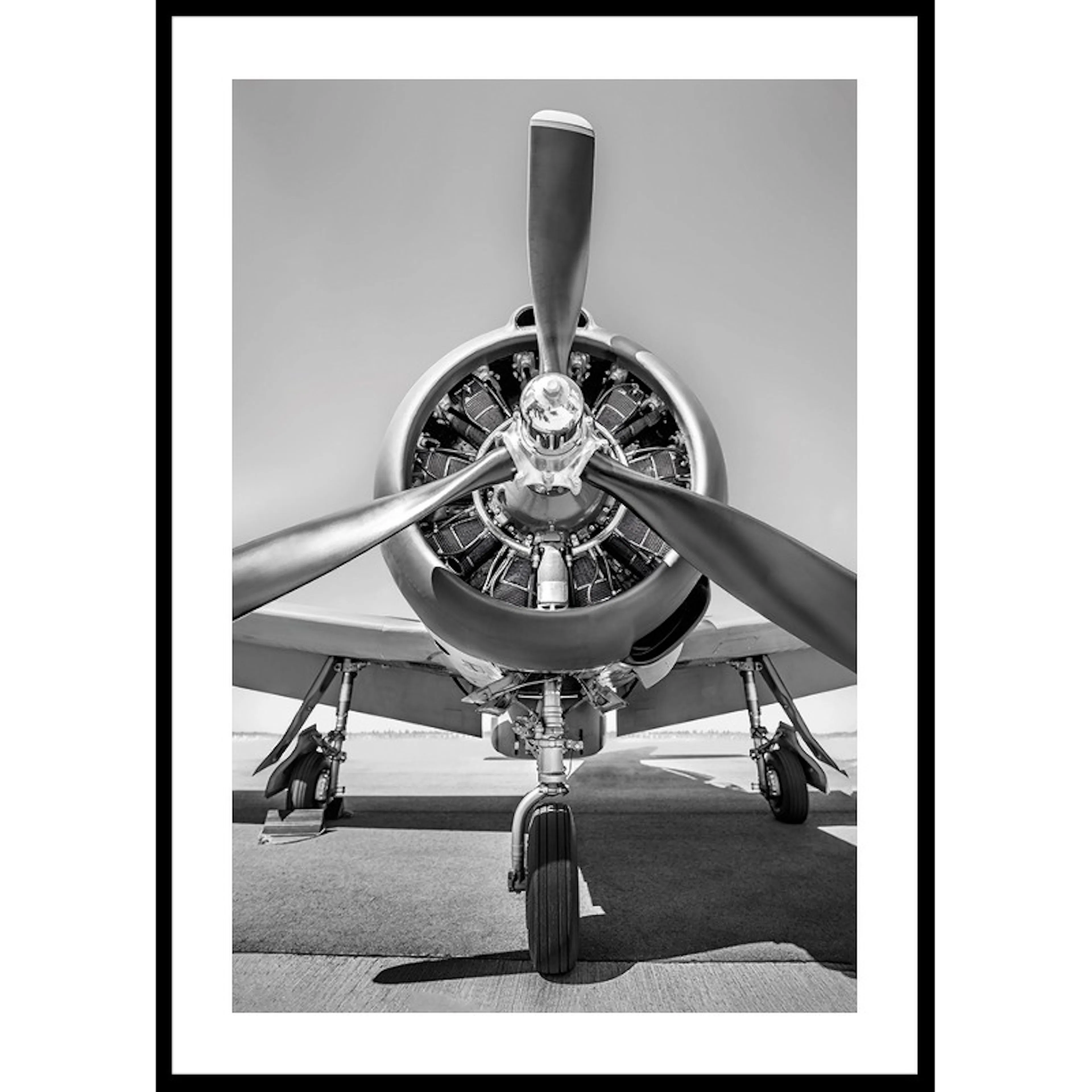 Vintage Propeller Aircraft B&W 30x40 30x40 cm