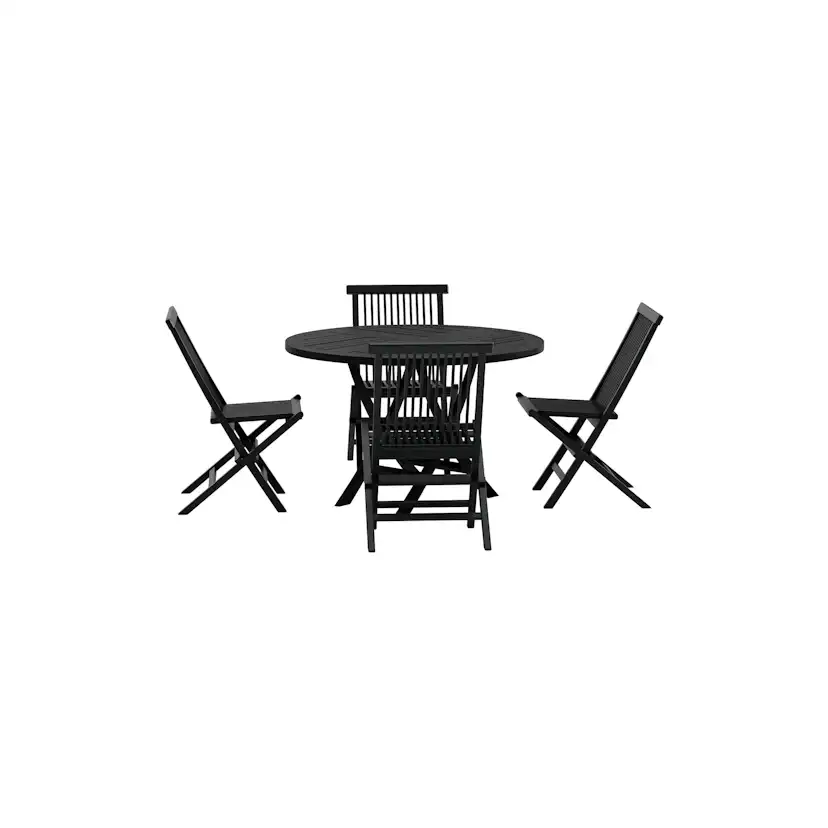 Kenya Table - Black with 4 Kenya Chair - Black Färg: Svart