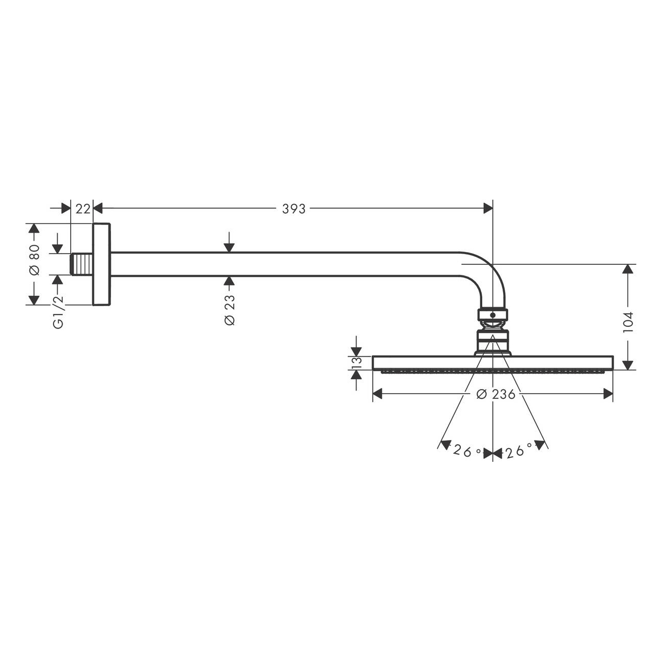 Huvuddusch Hansgrohe Raindance S 240 1jet PowderRain för Vägg