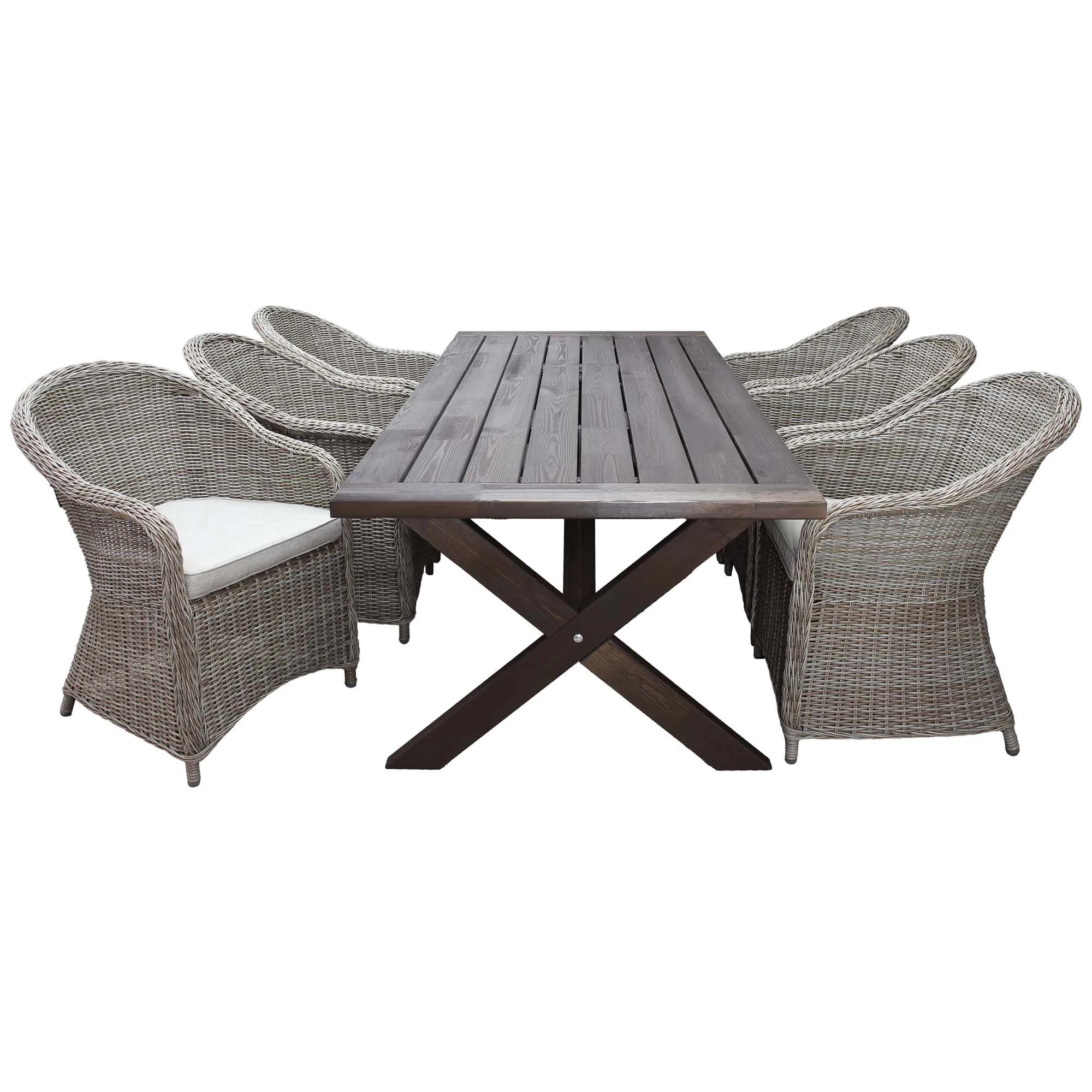220 cm bord & 6 Daisy naturell stolar Brun