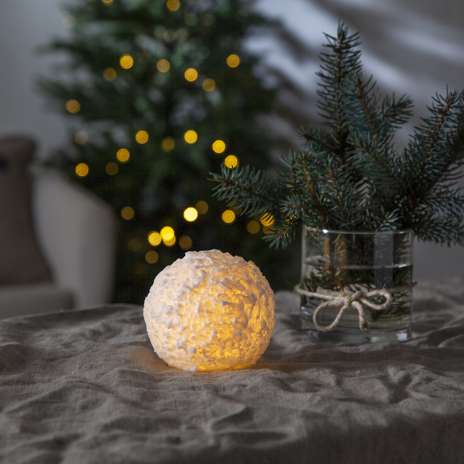 Blockljus Star Trading Snowball LED Batteriljus