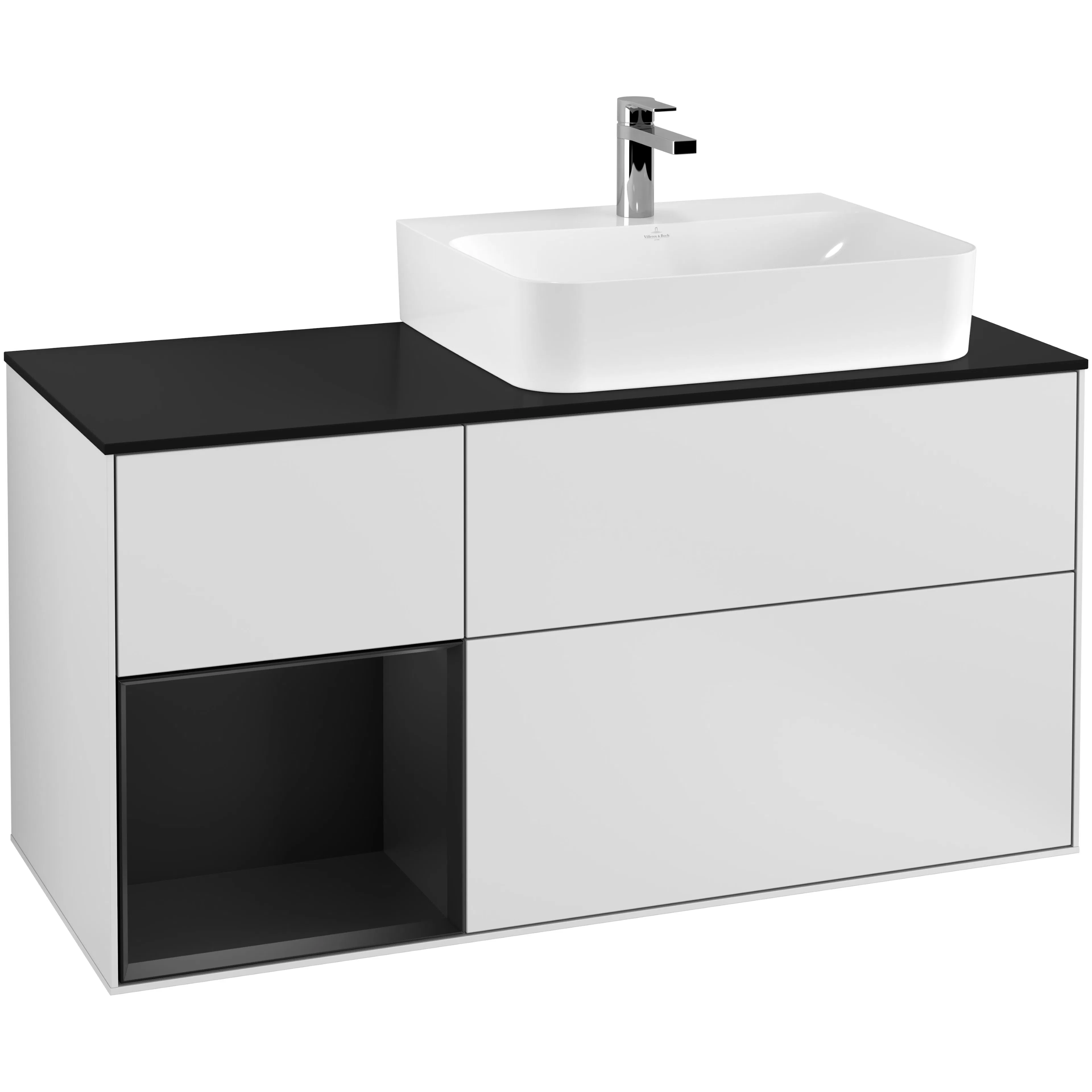 Tvättställsskåp Villeroy & Boch Finion med 3 Lådor Hylla och Bänkskiva för Ocentrerat Tvättställ