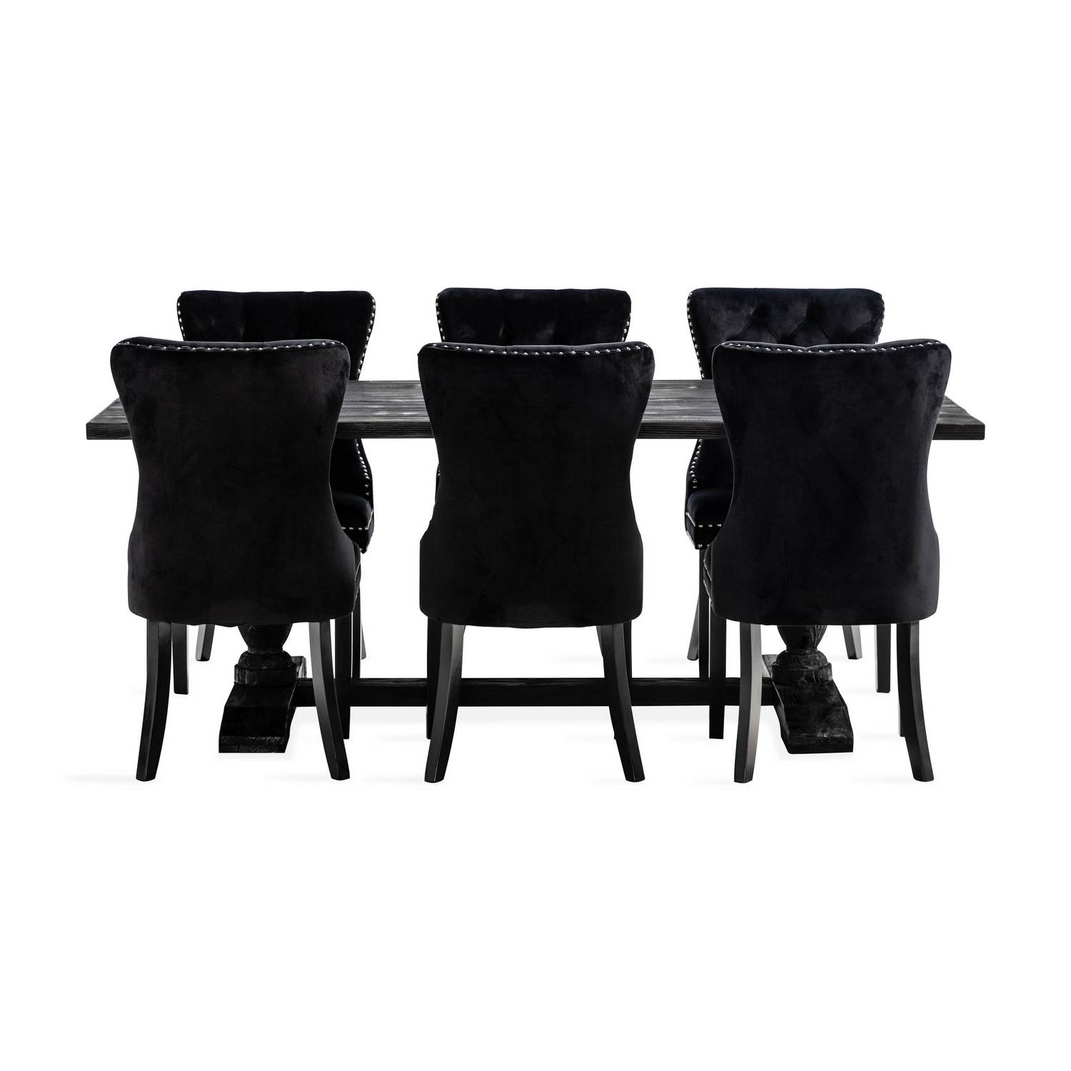 Matgrupp Bloomington Dijon Rektangulärt Matbord 200 cmmed 6 Bergviken Matstol Sammet