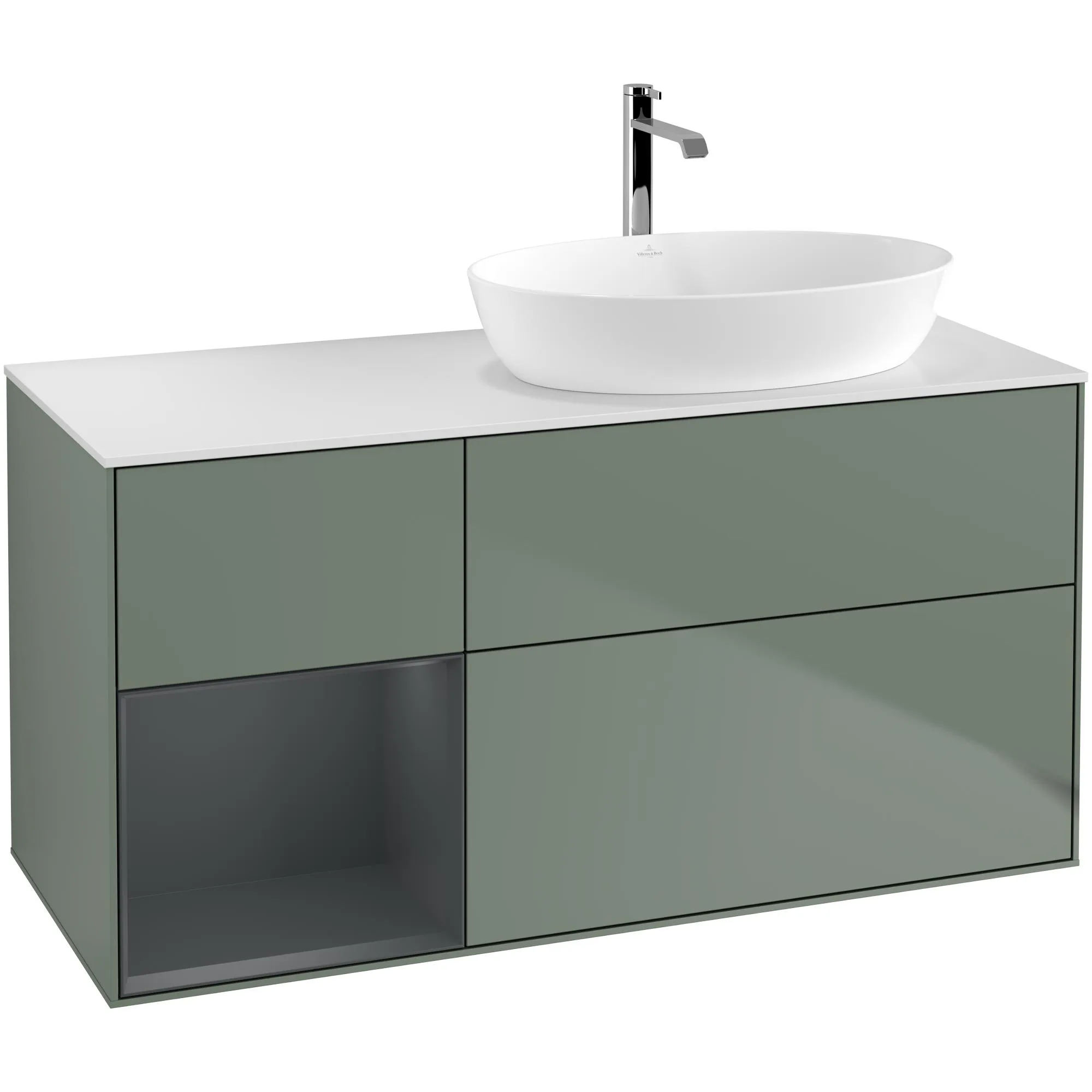 Tvättställsskåp Villeroy & Boch Finion med 3 Lådor Hylla och Bänkskiva för Ocentrerat Tvättställ från Artis & Collaro