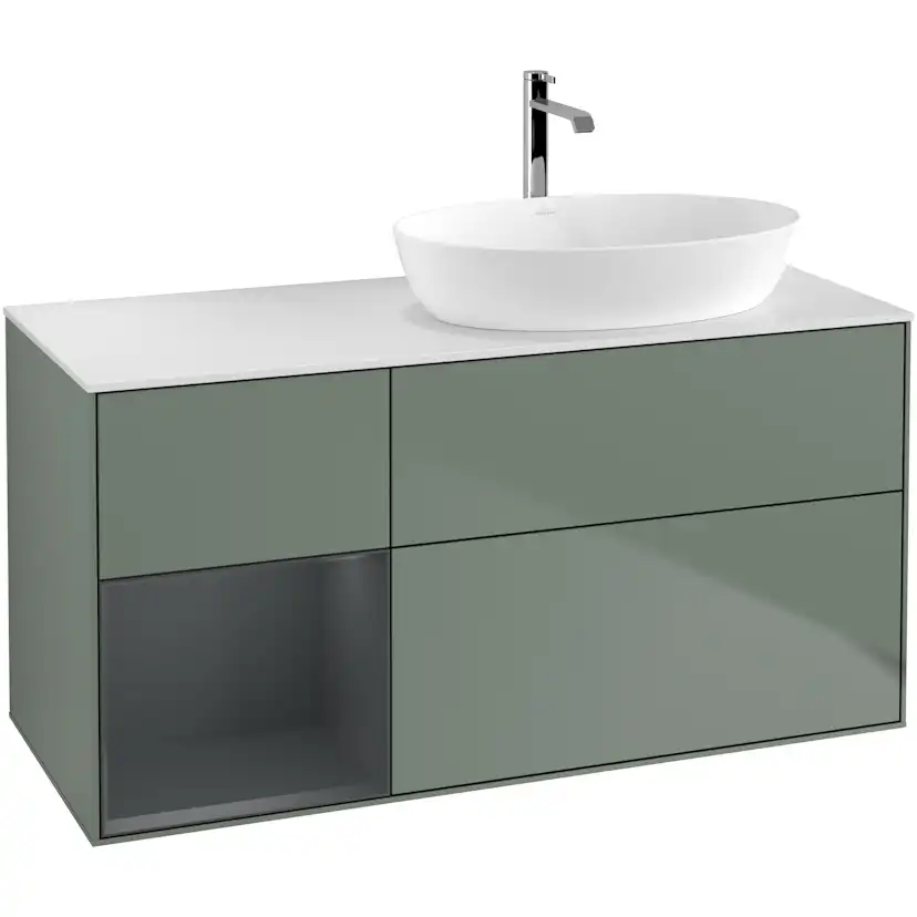 Tvättställsskåp Villeroy & Boch Finion med 3 Lådor Hylla och Bänkskiva för Ocentrerat Tvättställ från Artis & Collaro