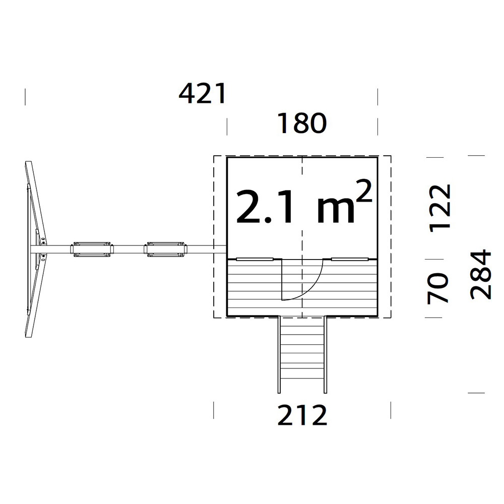 Lekstuga Palmako Toby 2,2 m² Upphöjd Stuga med Gungställning & Altan