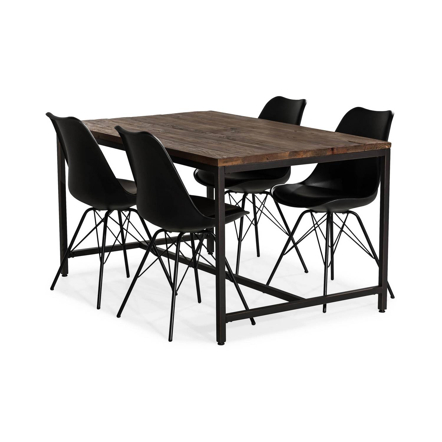 Matgrupp Bloomington Wilmer Rektangulärt Matbord 140 cm med 4 Shell Matstol