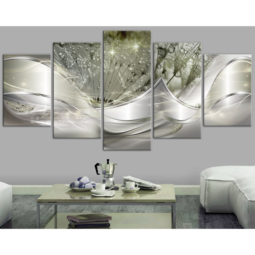 Tavla Arkiio SparklIng Dandelions Green Wide 5 delar