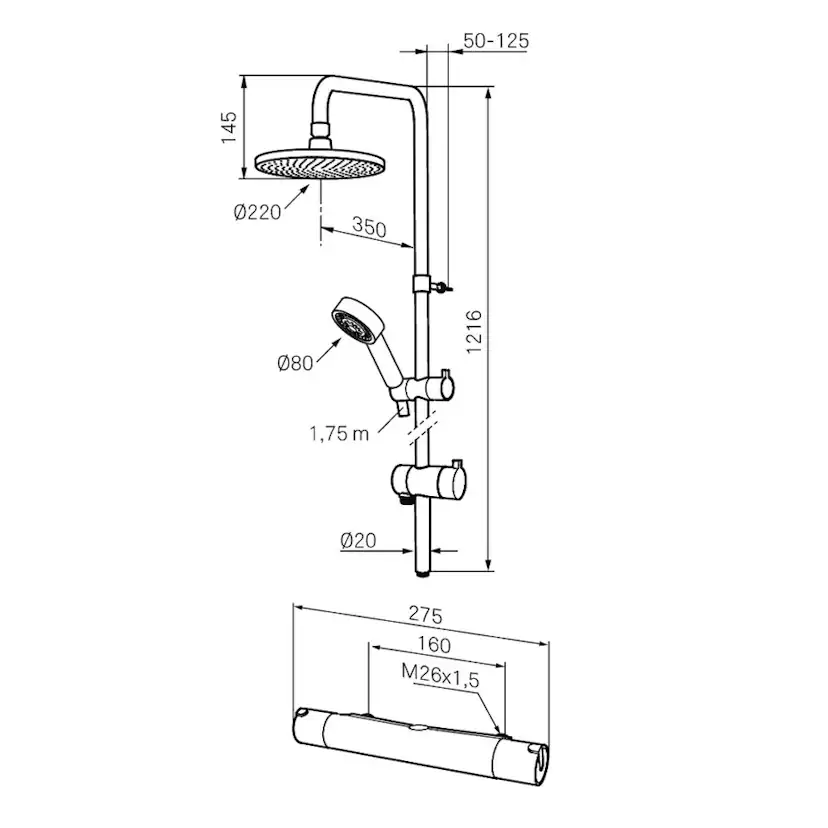 Takduschset Mora Rexx Shower Kit