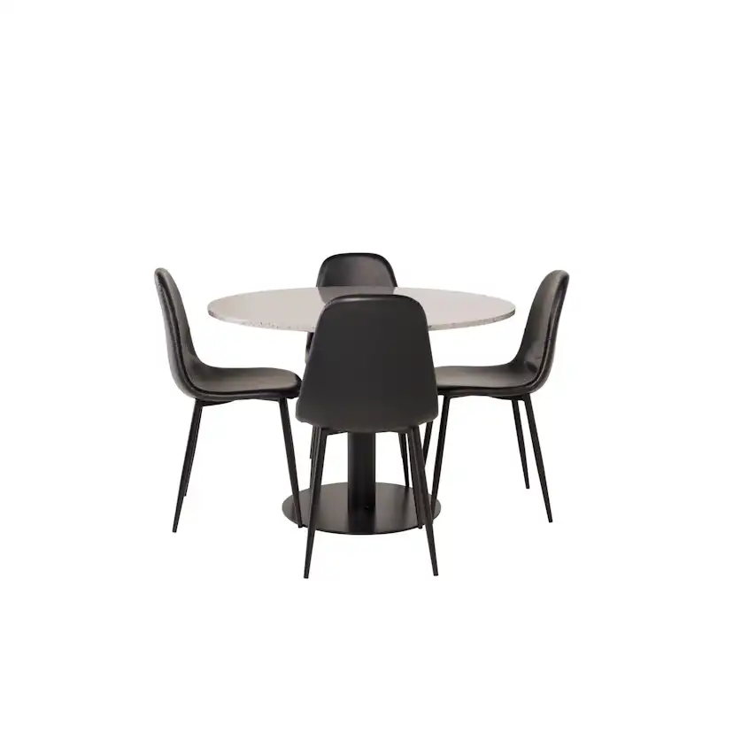 Matgrupp Venture Home Roxanna Grå Bord med 4 Pobbie Stolar Läder