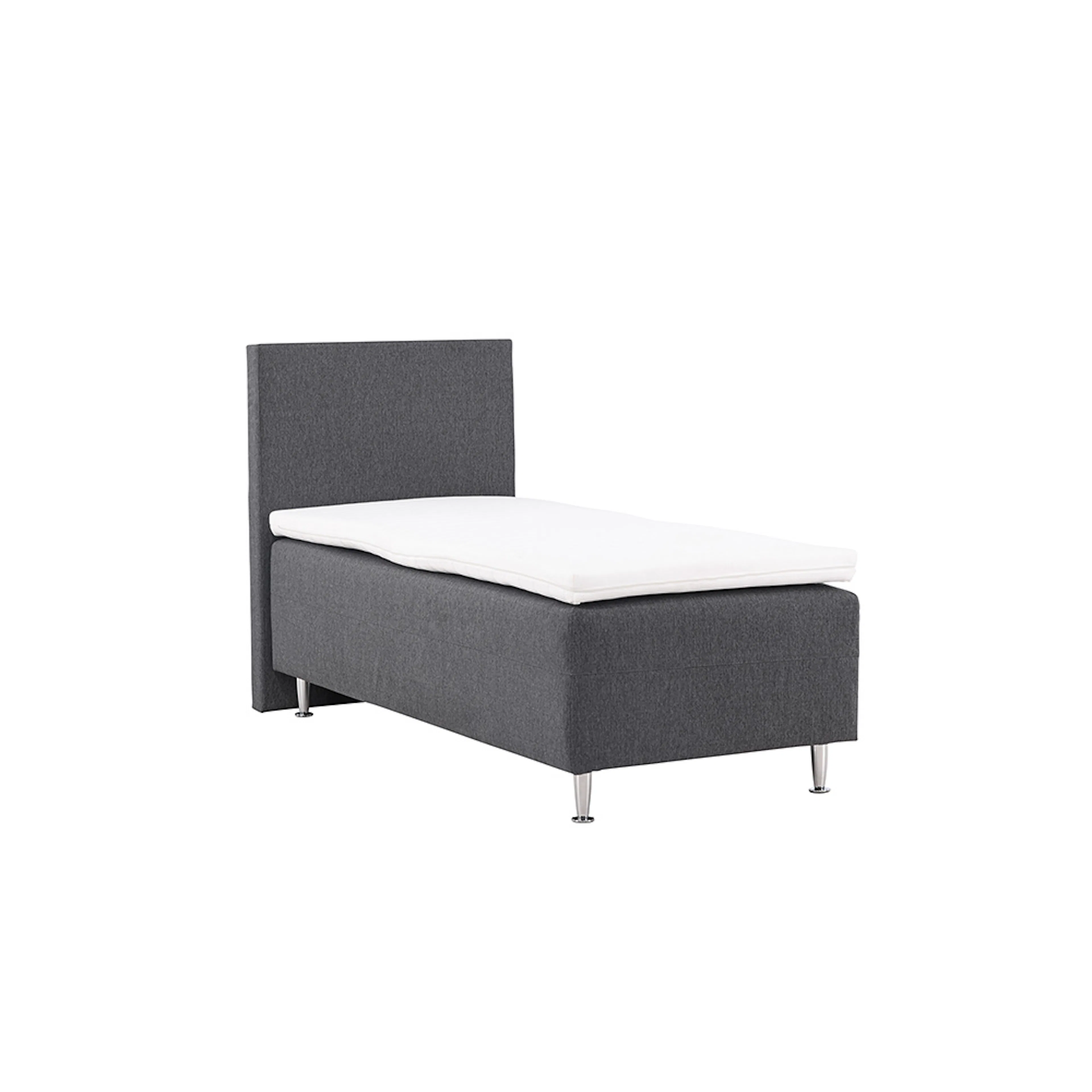 Mesa Bed 90*200 - Matte Silver / Dark grey Fabric Lino 12 Mörkgrå