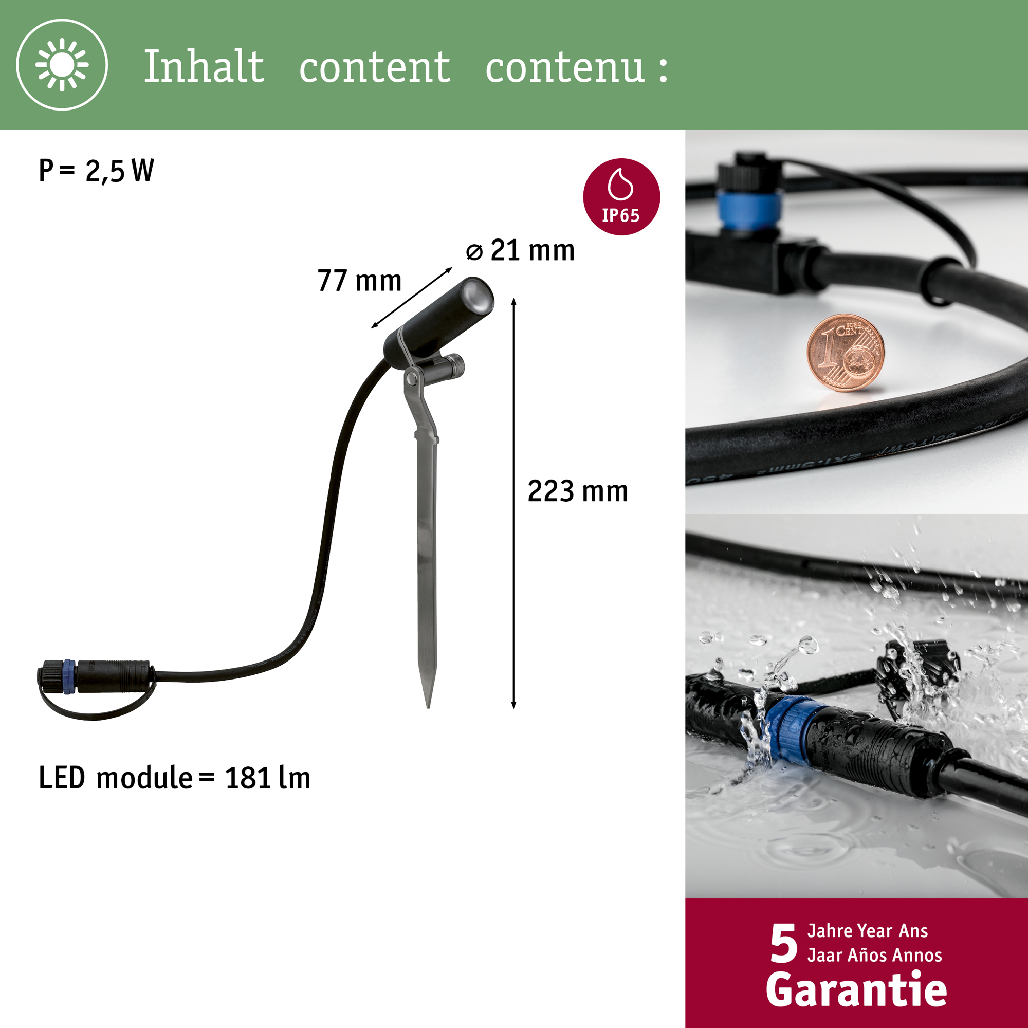 Spotlight Paulmann Plantini Plug & Shine LED IP65 24V