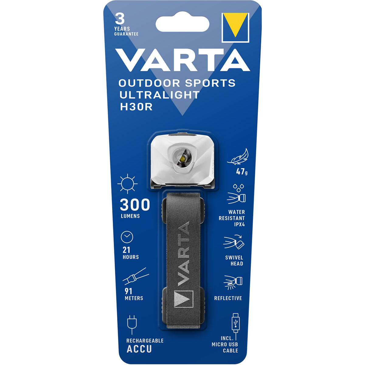 Pannlampa Varta Outdoor Sports Ultralight H30R 300 lm