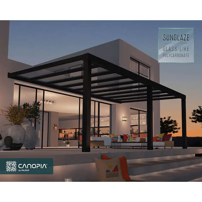 STOCKHOLM PATIO COVER 3.4X6.6 GREY CLEAR 3,4 x 6,6 m