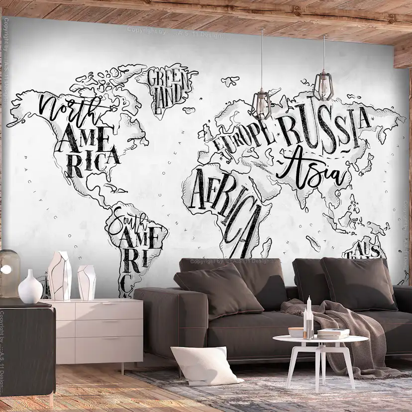 Fototapet Arkiio Retro Continents Grå
